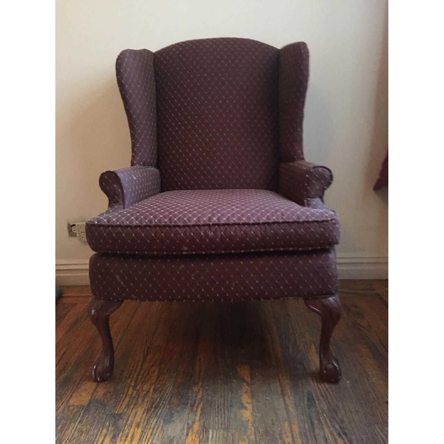 Vintage Purple Wingback Chair - image-1
