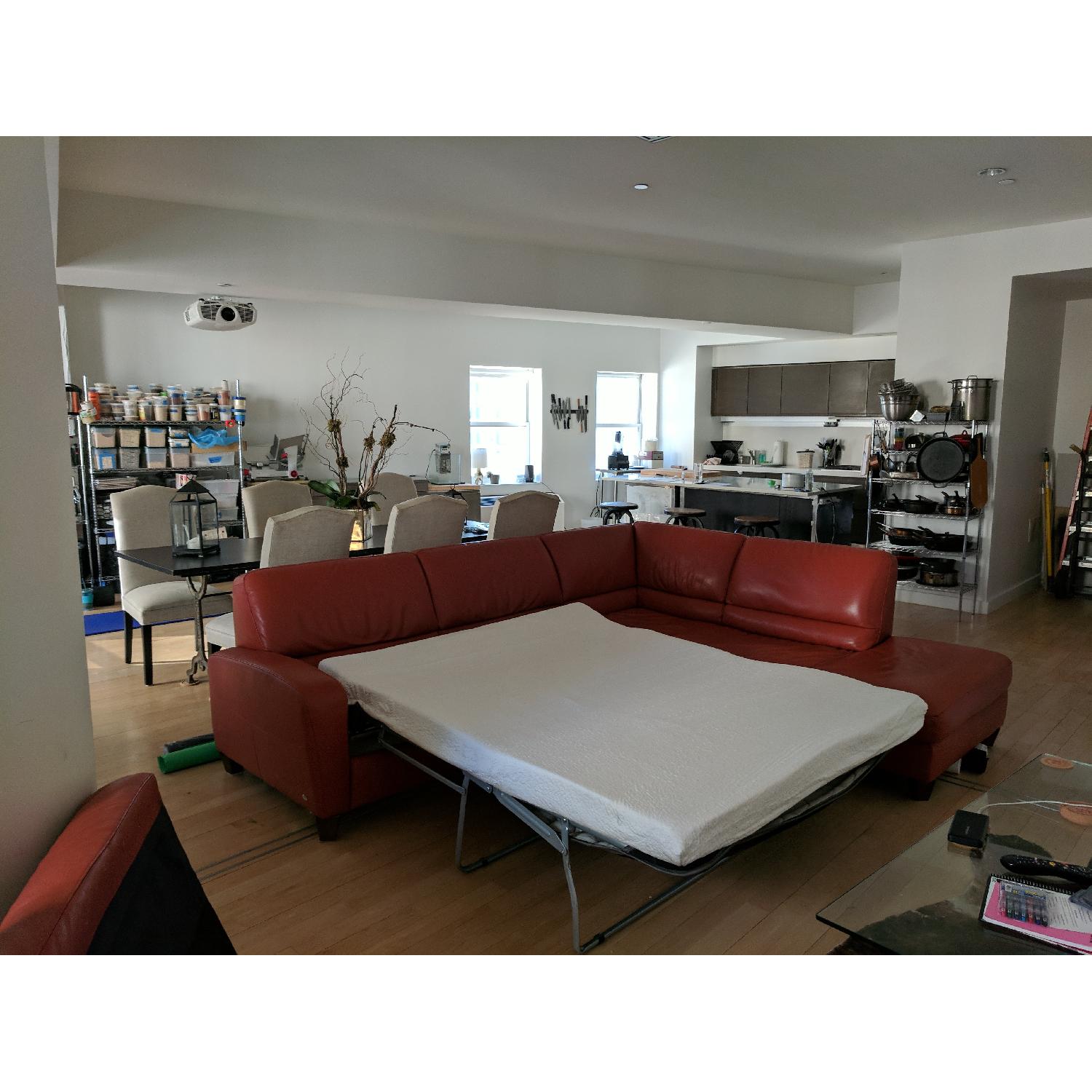 Modern Italian Leather 2-Piece Queen Sleeper Sectional Sofa - image-2