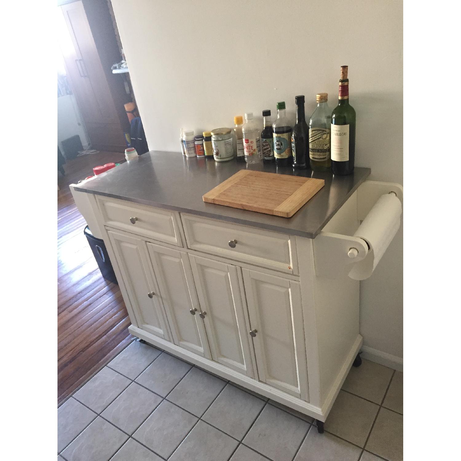 Crosley Rolling Kitchen Cart w/ Stainless Steel Top AptDeco