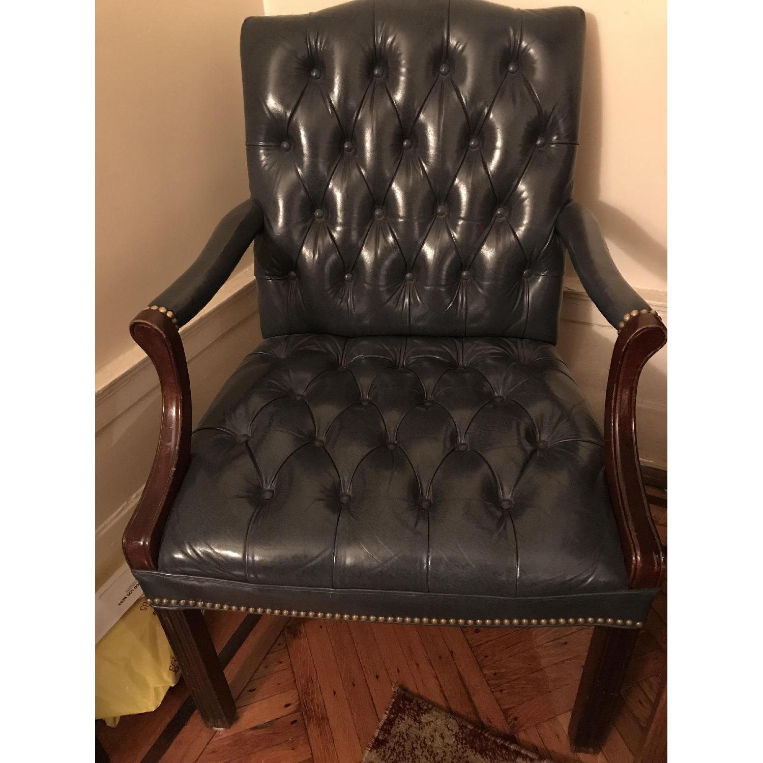 Blue Leather Arm Chair - image-1