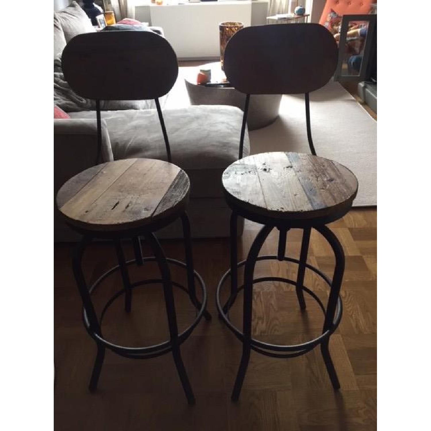 Vintage Wood & Cast Iron Stool - image-1