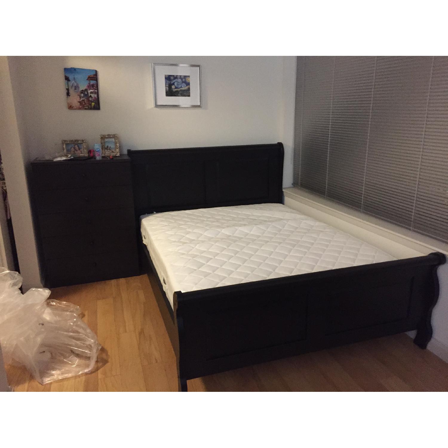 Ikea Hasselvika Queen Sleigh Bed in BlackBrown w/ Lury AptDeco