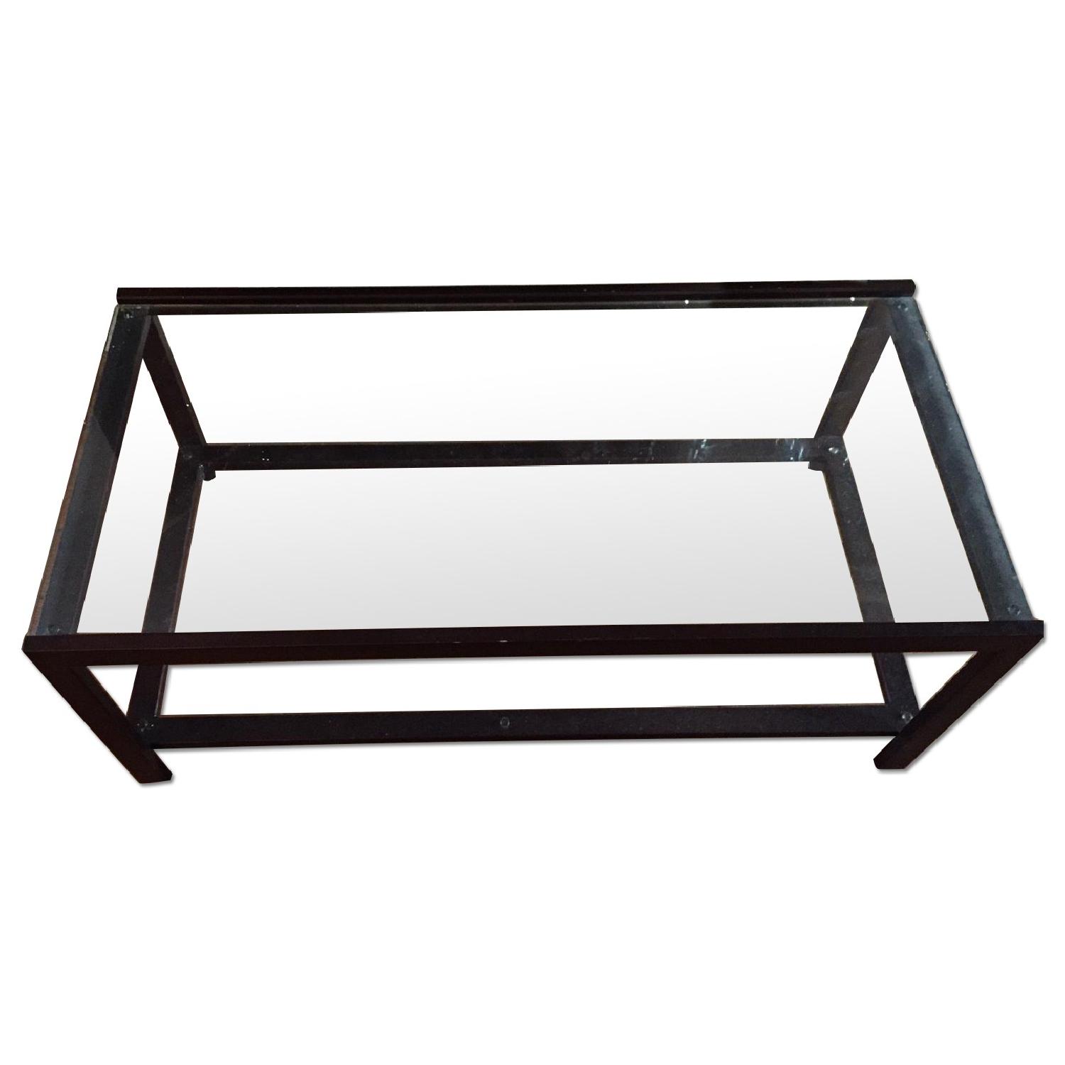 Modern Glass & Iron Coffee Table AptDeco