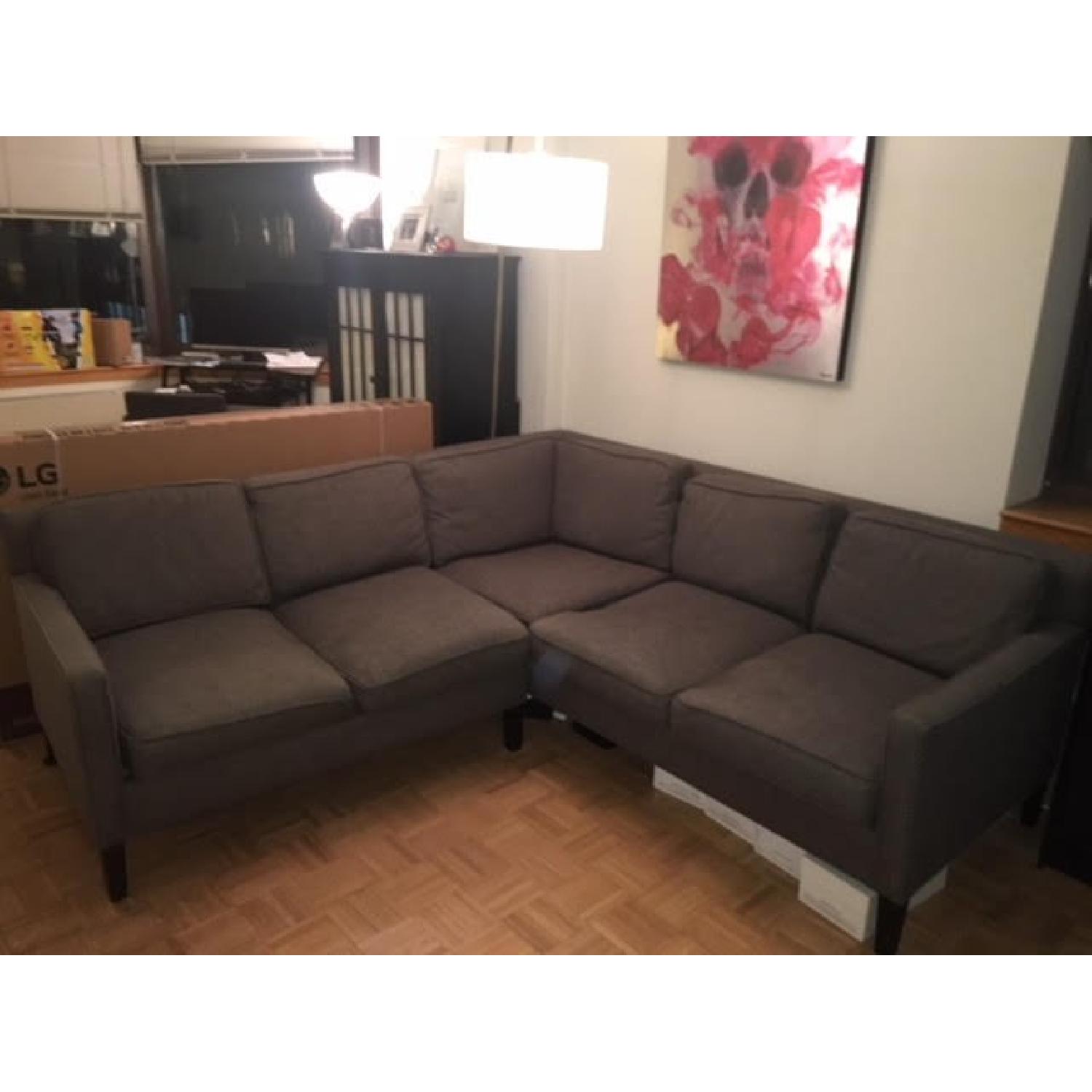 Crate & Barrel Grey Corner Sectional Sofa AptDeco