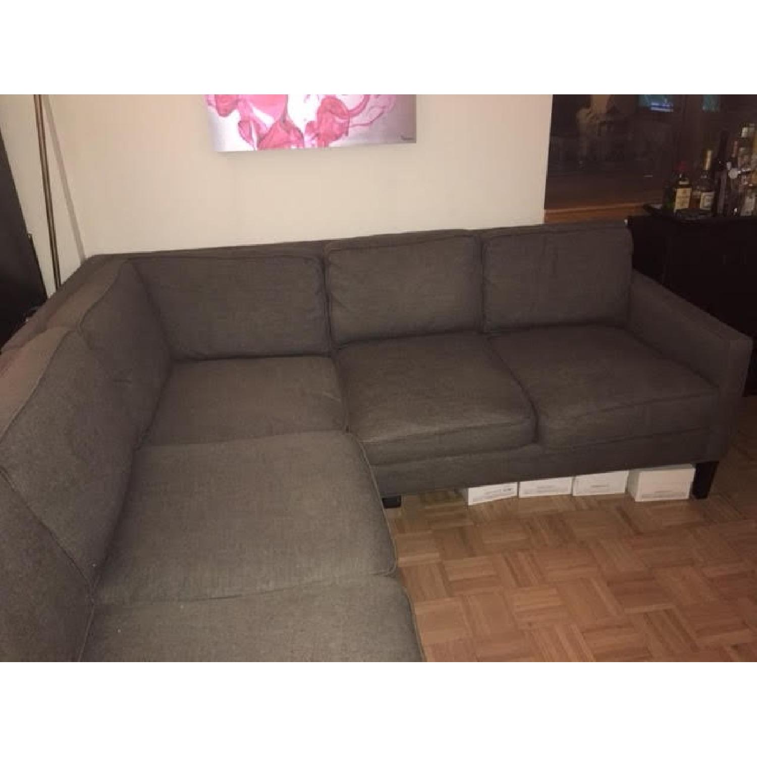 Crate & Barrel Grey Corner Sectional Sofa AptDeco
