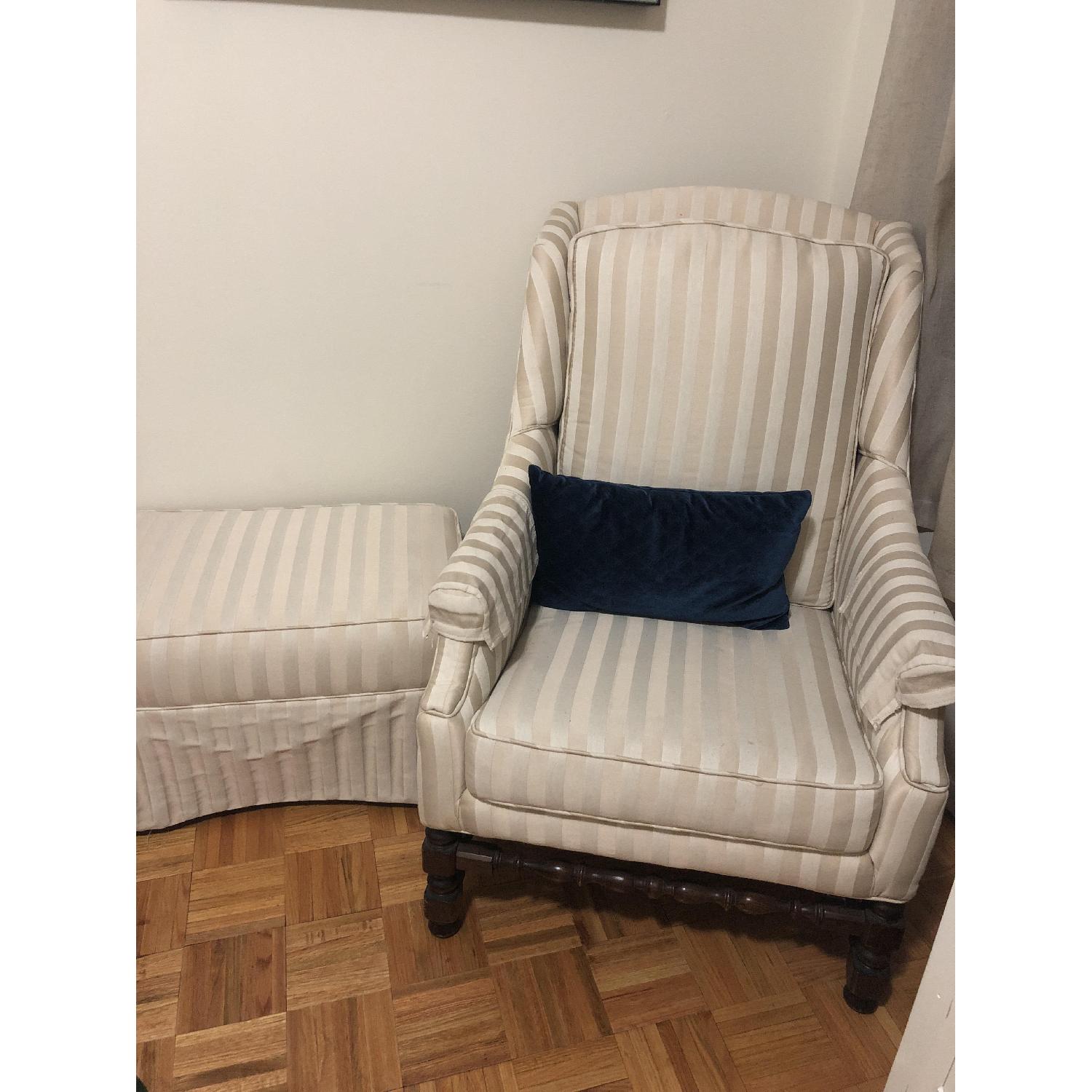Striped Arm Chair & Ottoman - image-1