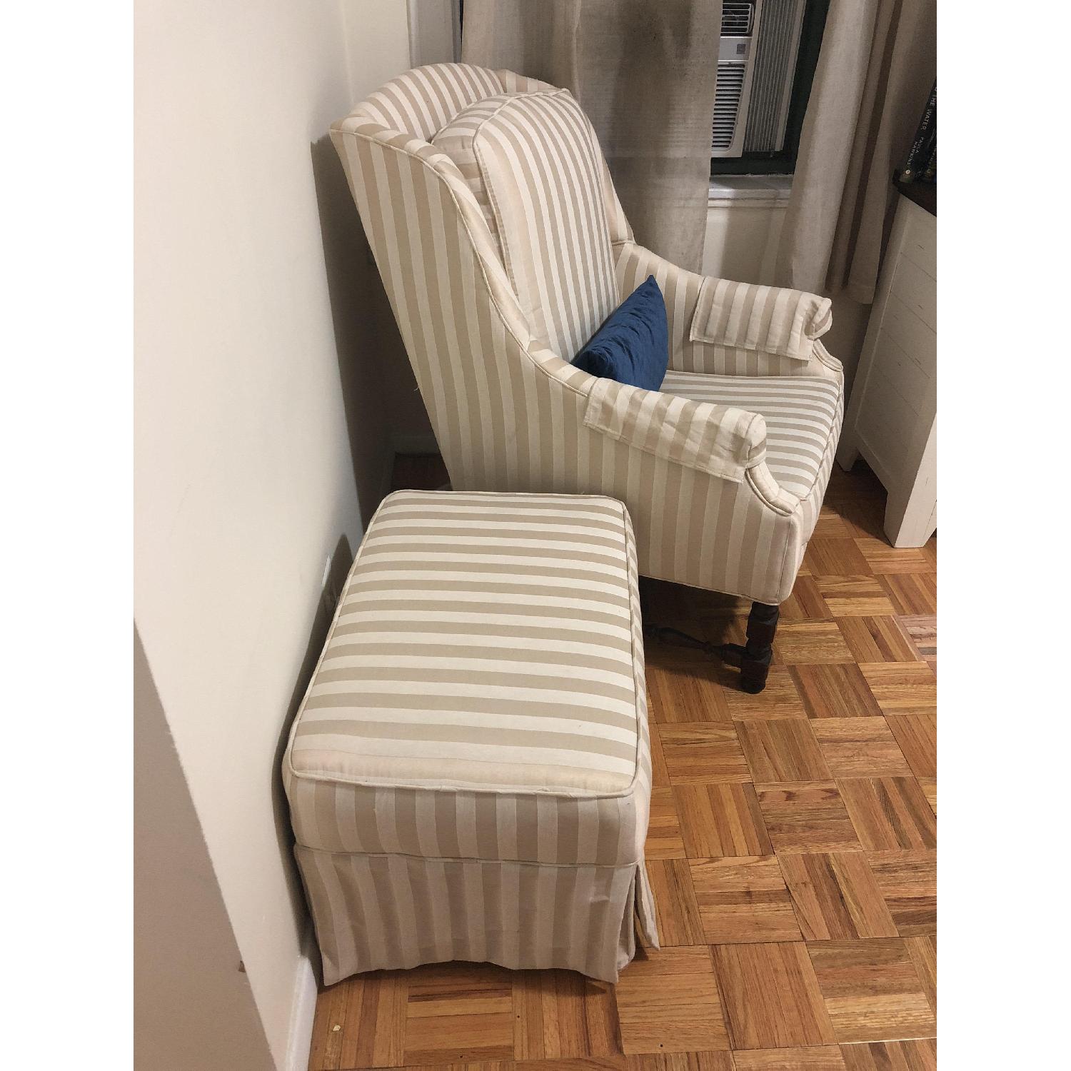 Striped Arm Chair & Ottoman - image-2