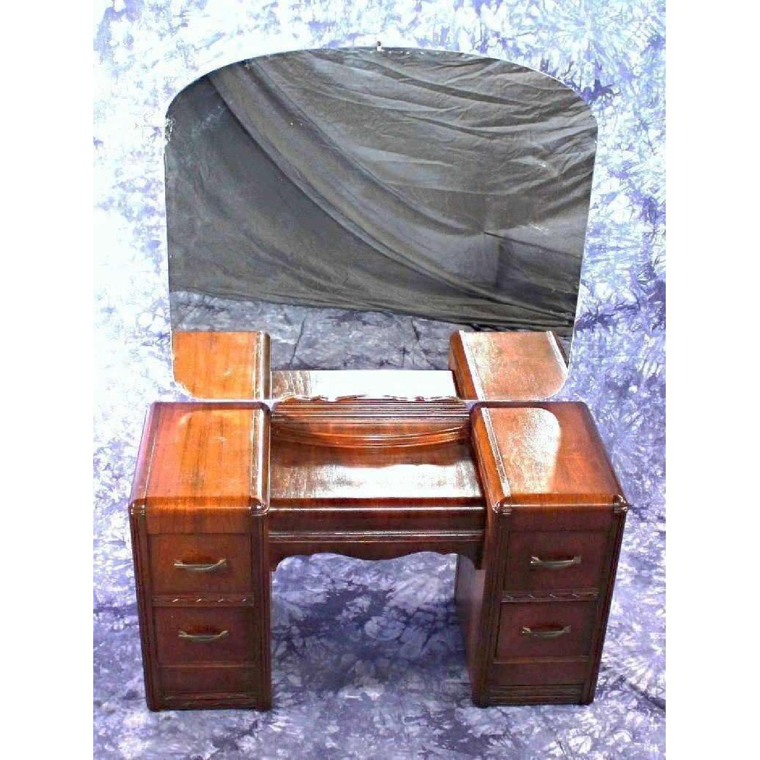 1930's Antique Art Deco Vanity Dresser w/ Mirror - image-10