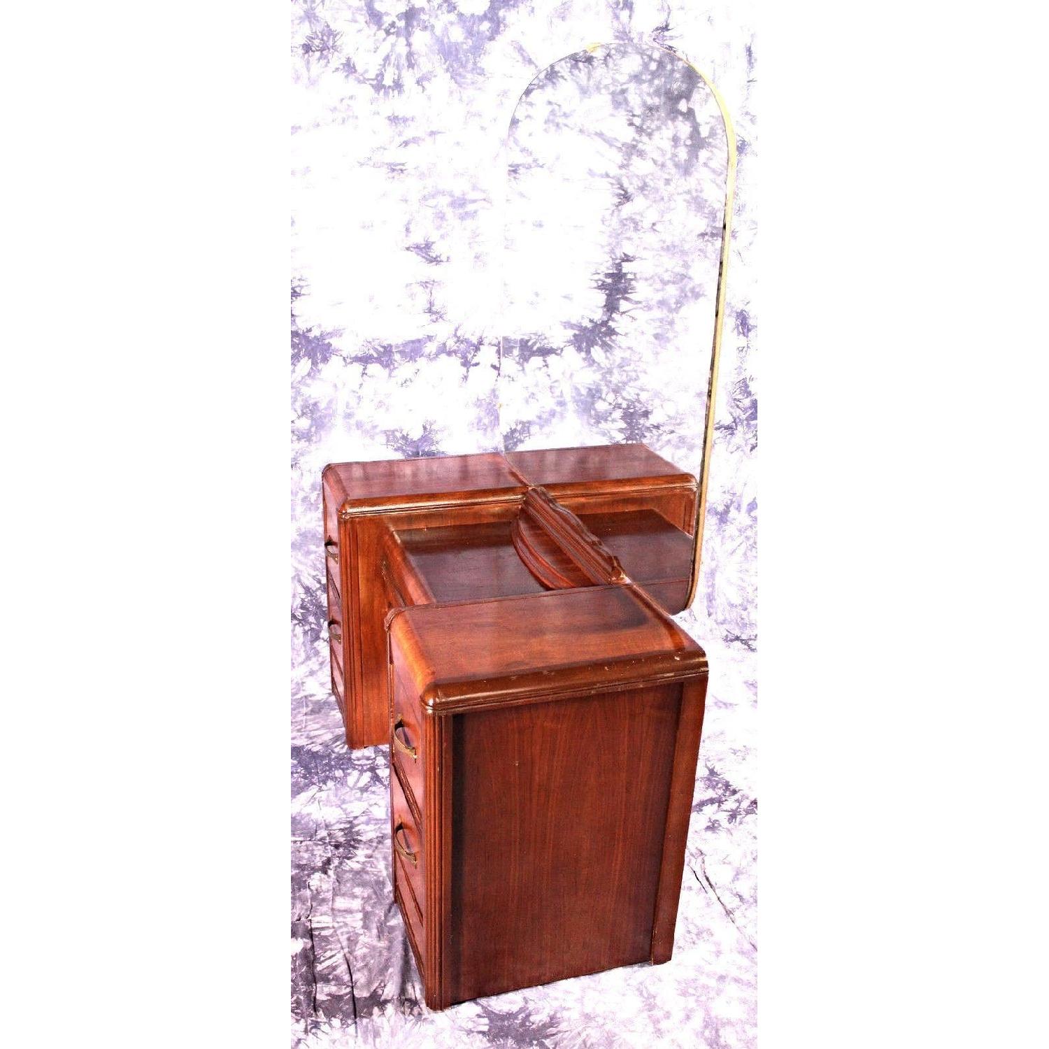 1930's Antique Art Deco Vanity Dresser w/ Mirror - image-12