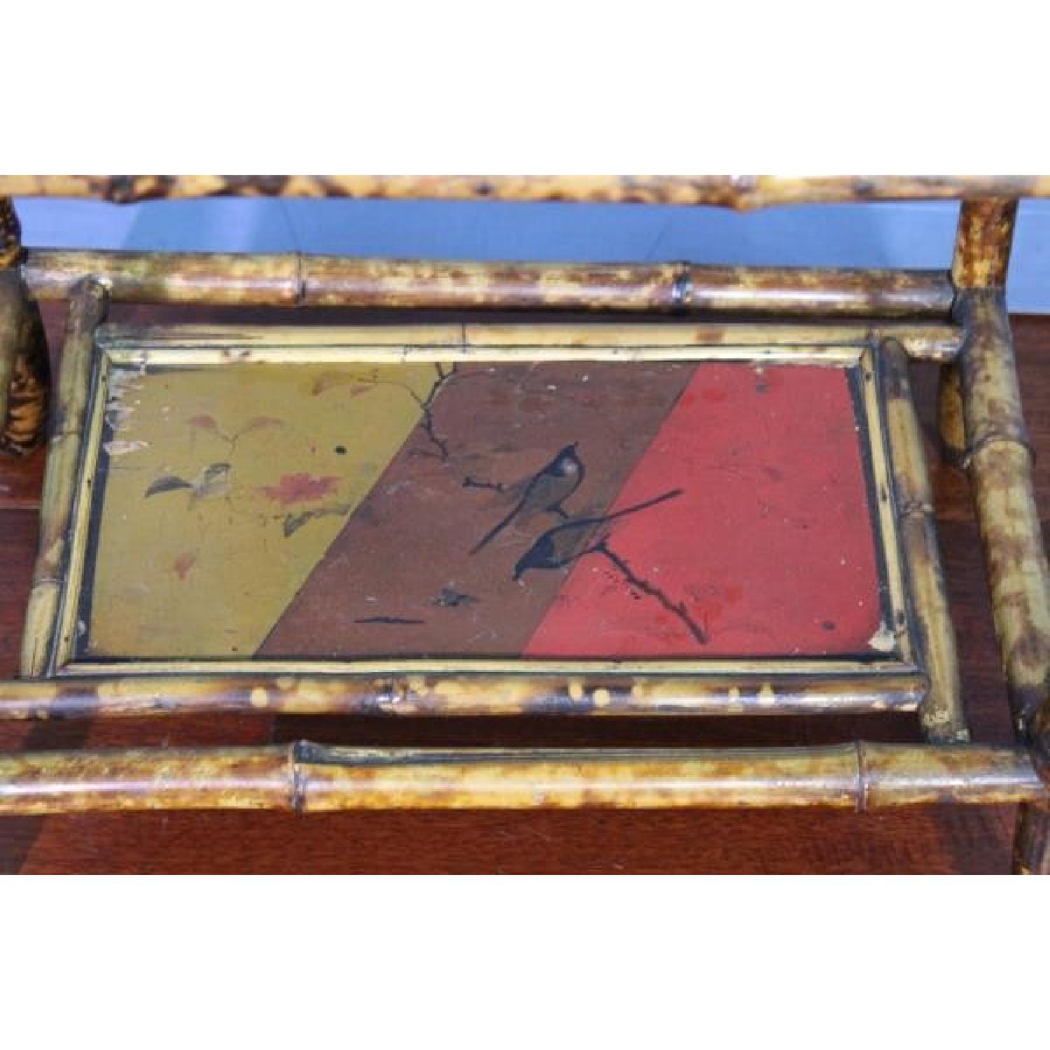 Antique Asian Hand Painted Bamboo Magazine/Rack Holder - image-3