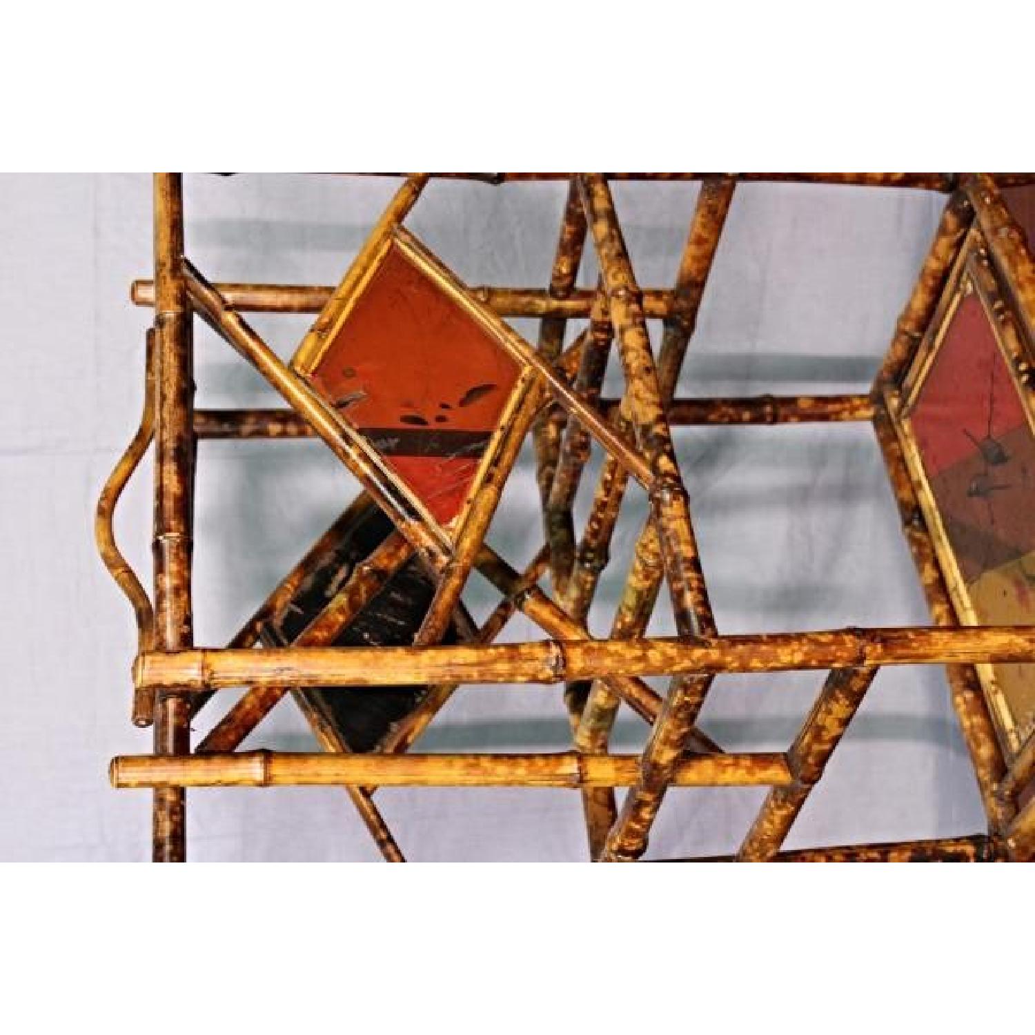 Antique Asian Hand Painted Bamboo Magazine/Rack Holder - image-6