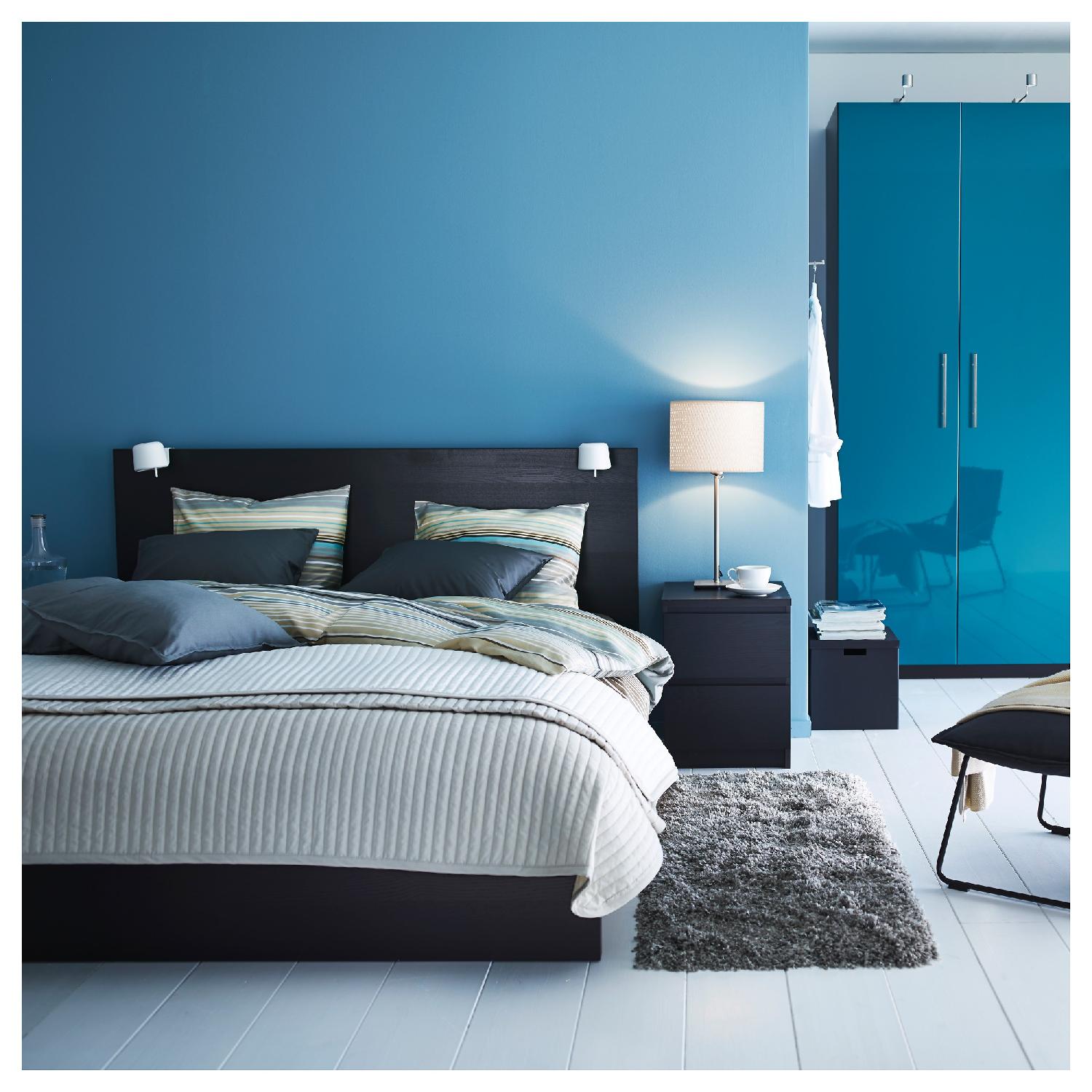 Ikea King Size Bed Frame w/ 2 Storage Boxes - image-3