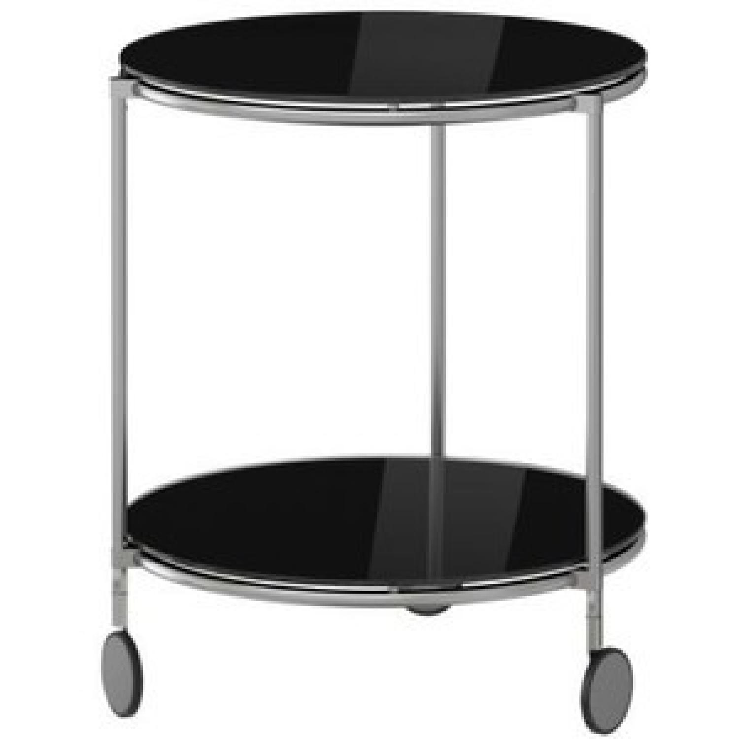 Ikea Black Glass End Table AptDeco