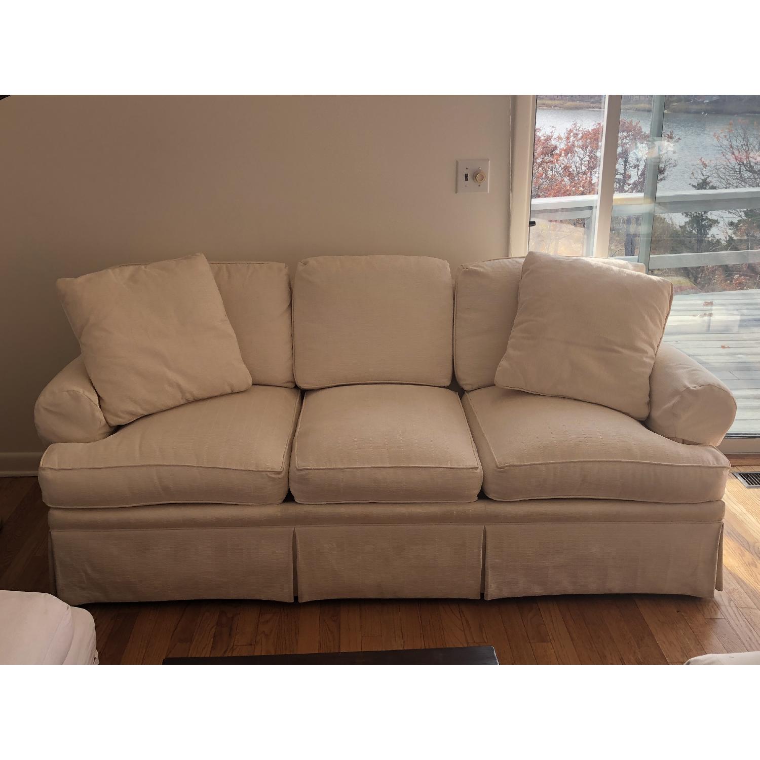 Isenhour White Fabric Sofa - image-1