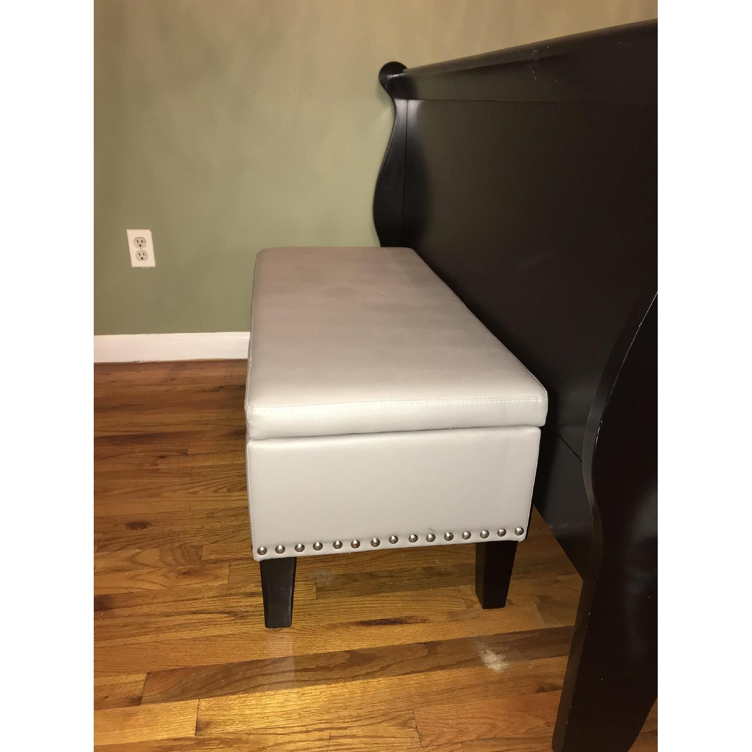 Light Grey Storage Ottoman - image-3