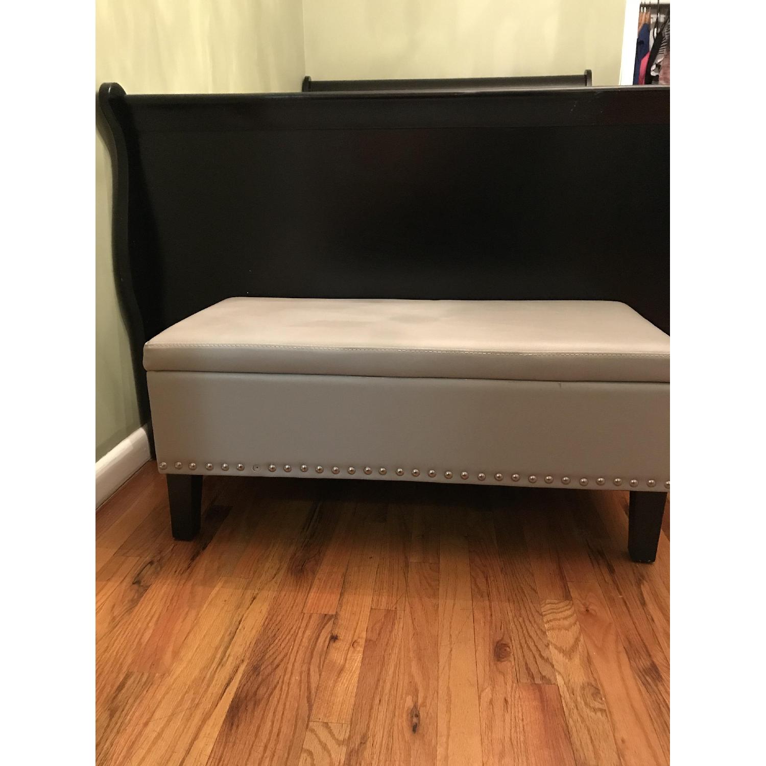Light Grey Storage Ottoman - image-4