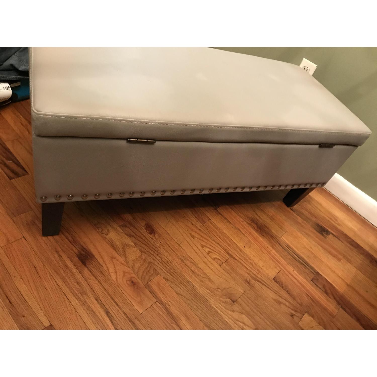 Light Grey Storage Ottoman - image-6