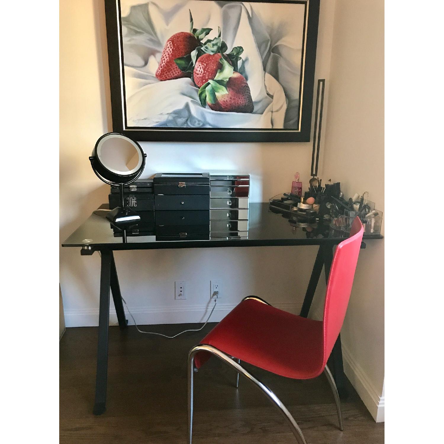 Structube Black Glass Top Table/Desk - image-3