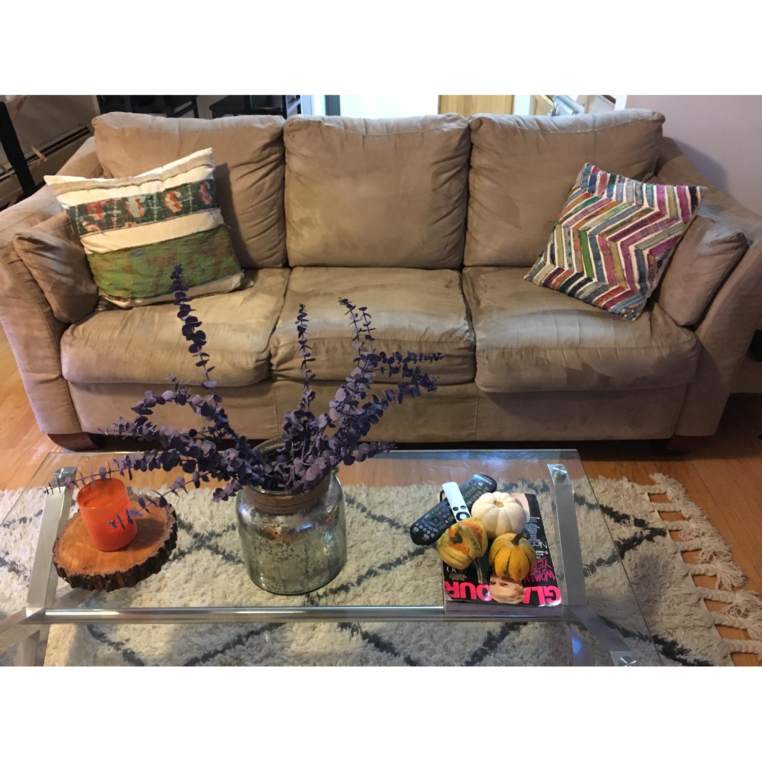 Jennifer Convertibles Beige Queen Sleeper Couch - image-1