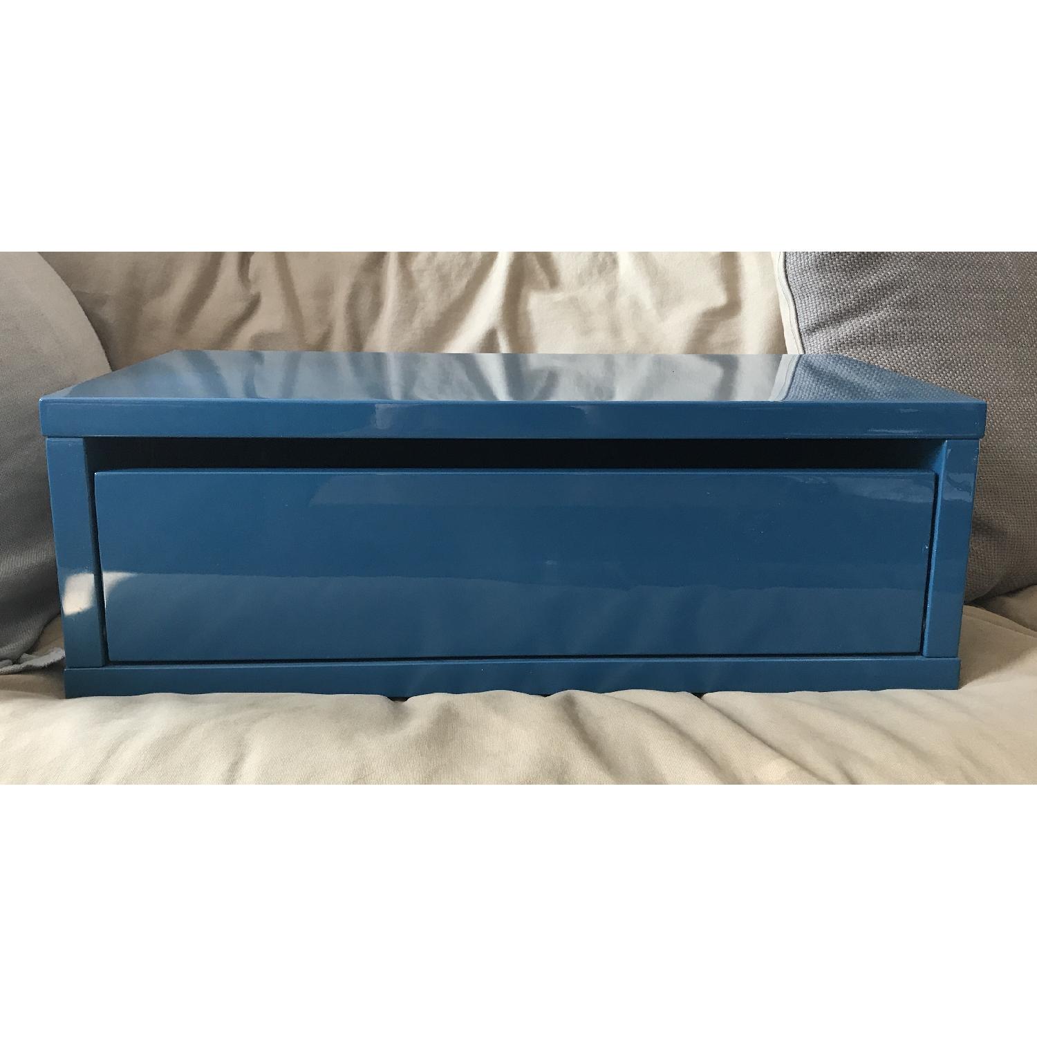CB2 Slice Blue Wall Mounted Storage Shelf AptDeco