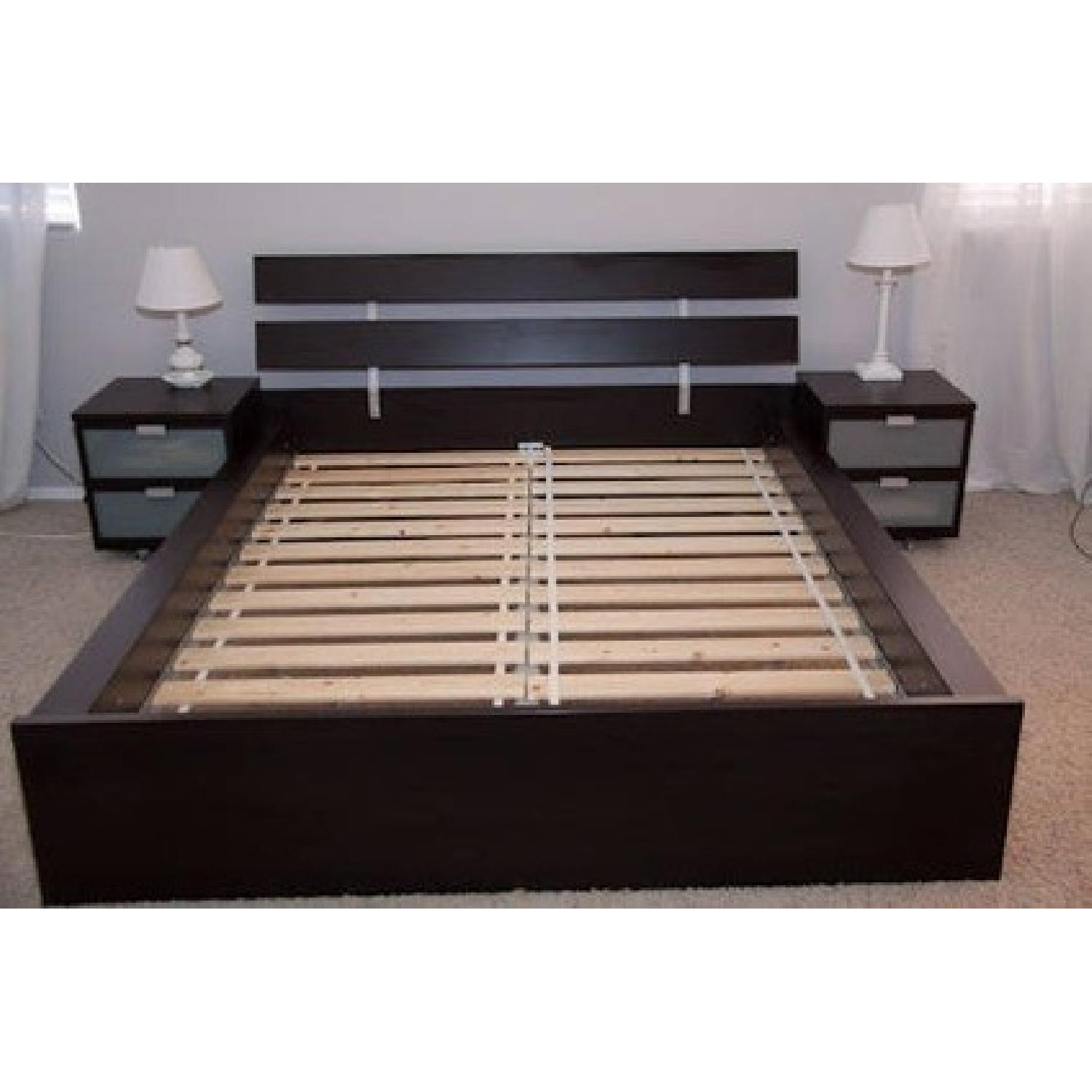 Ikea Hopen Queen Bed Frame in BlackBrown AptDeco