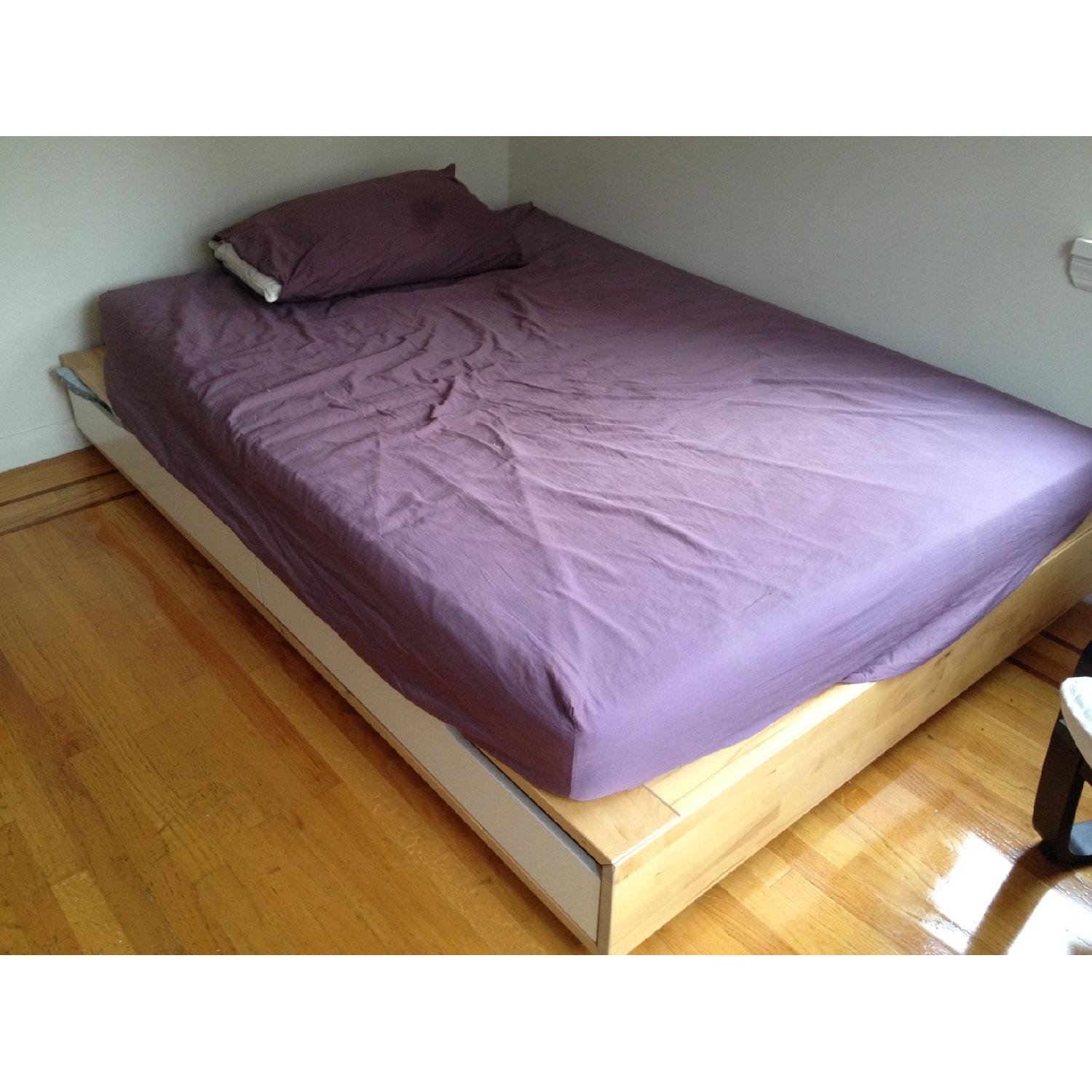 Ikea Mandal Birch/White Full Size Storage Bed Frame AptDeco