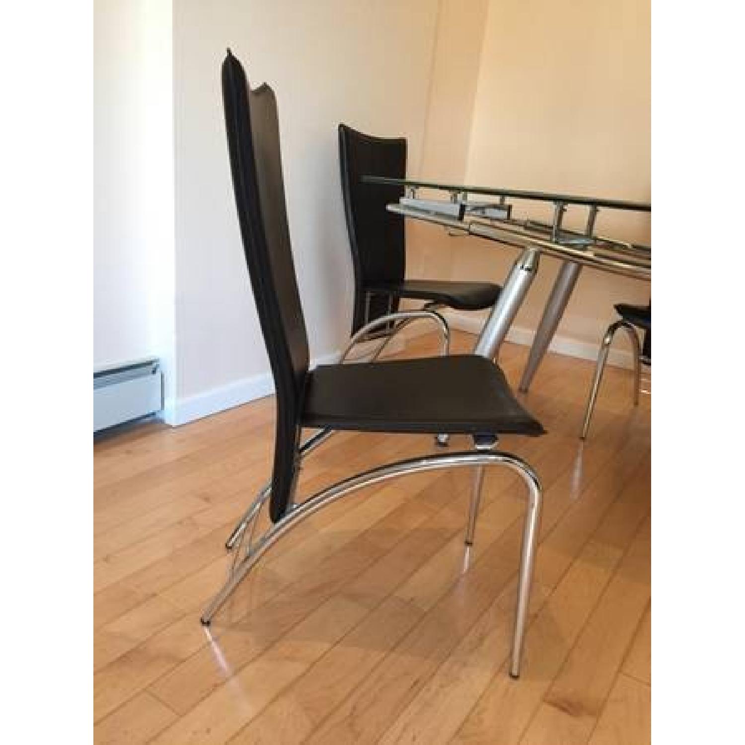 Expandable Glass Dining Table w/ 4 Leather Chairs - image-5