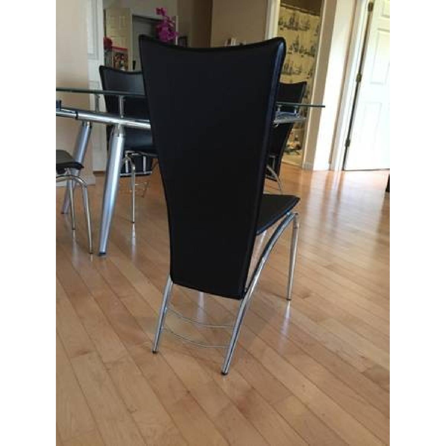 Expandable Glass Dining Table w/ 4 Leather Chairs - image-6