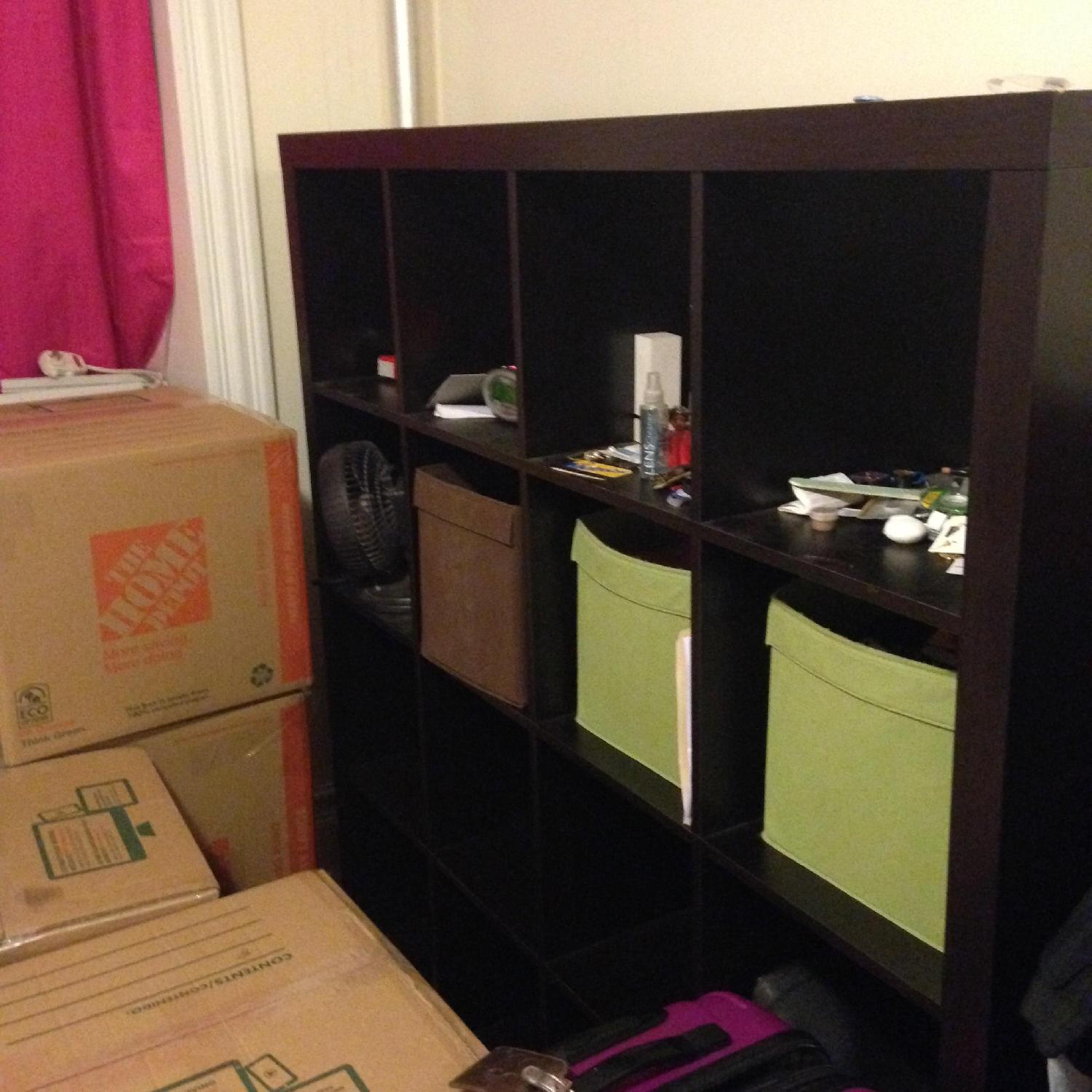 Ikea Dark Brown Wood Bookshelf AptDeco