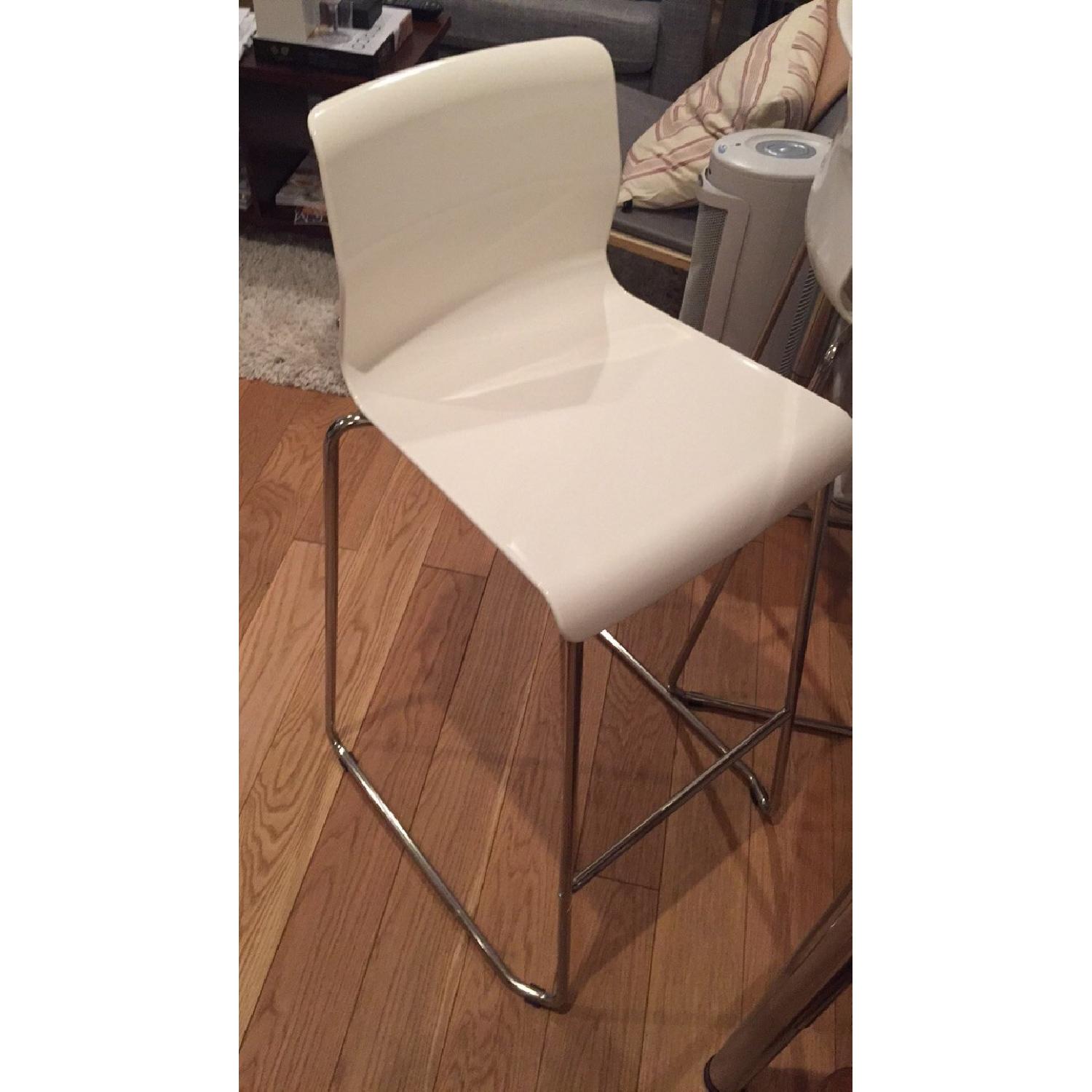 Ikea Shiny White High Top Table w/ 2 Chairs - image-3