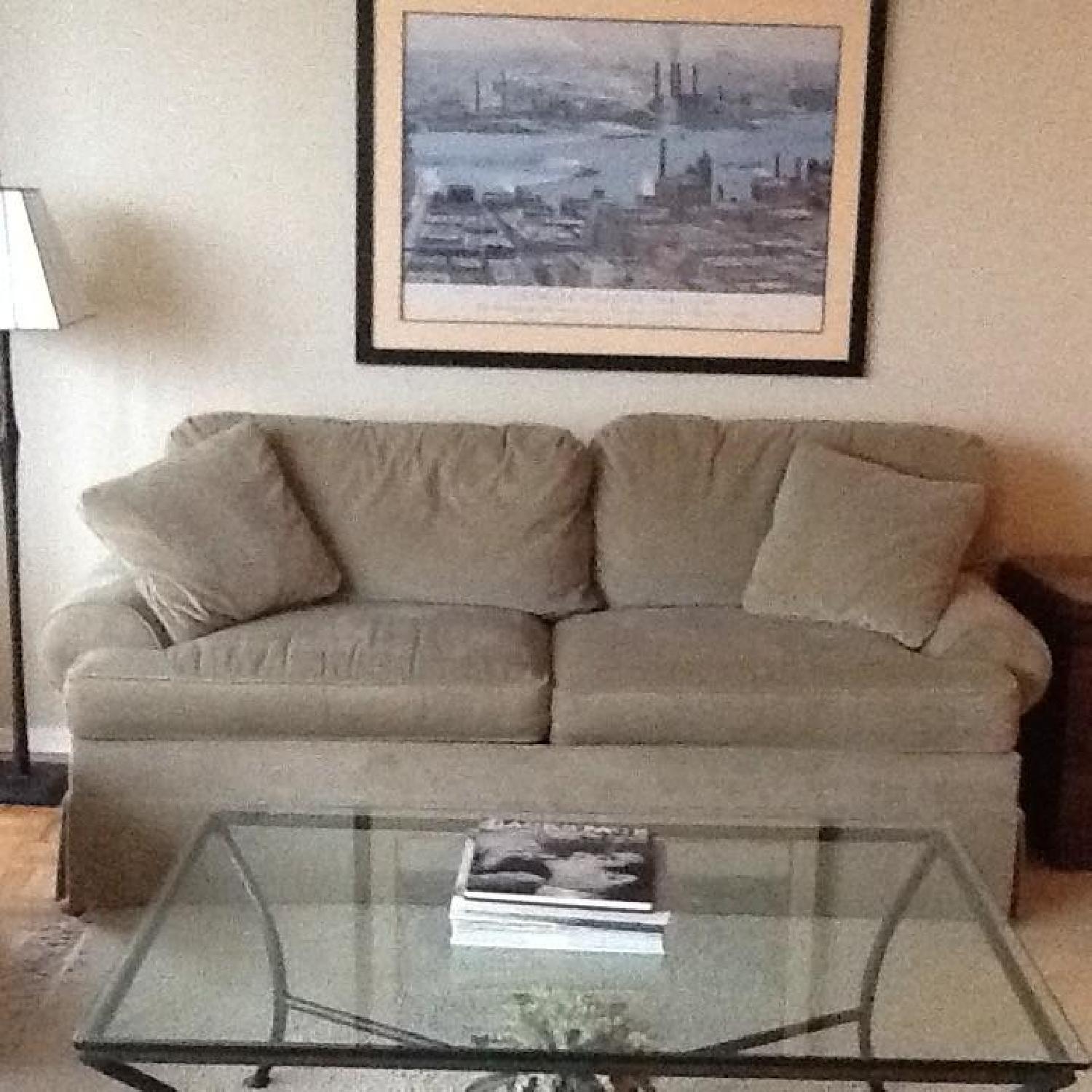 Ethan Allen Green Cotton Velvet Sleeper Sofa - image-1