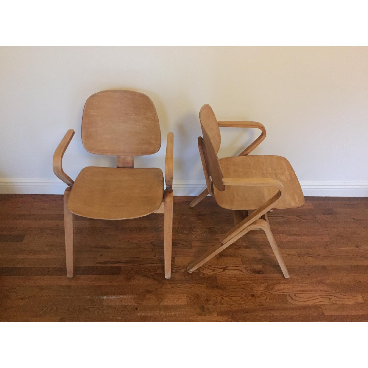 Thonet circa 1950s Bentwood Armchairs by Joe Atkinson - Pair - AptDeco