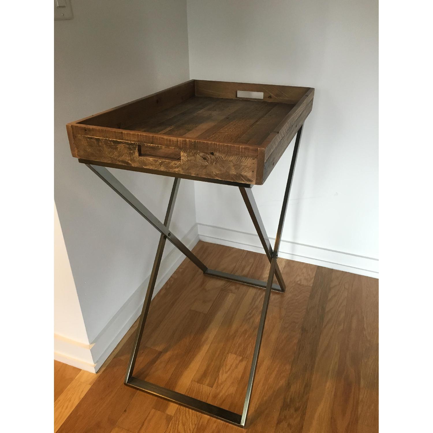 West Elm Tall Butler Tray Stand w/ Reclaimed Wood Tray - image-1