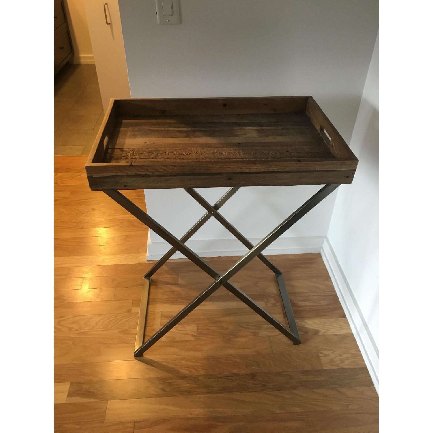 West Elm Tall Butler Tray Stand w/ Reclaimed Wood Tray - image-2