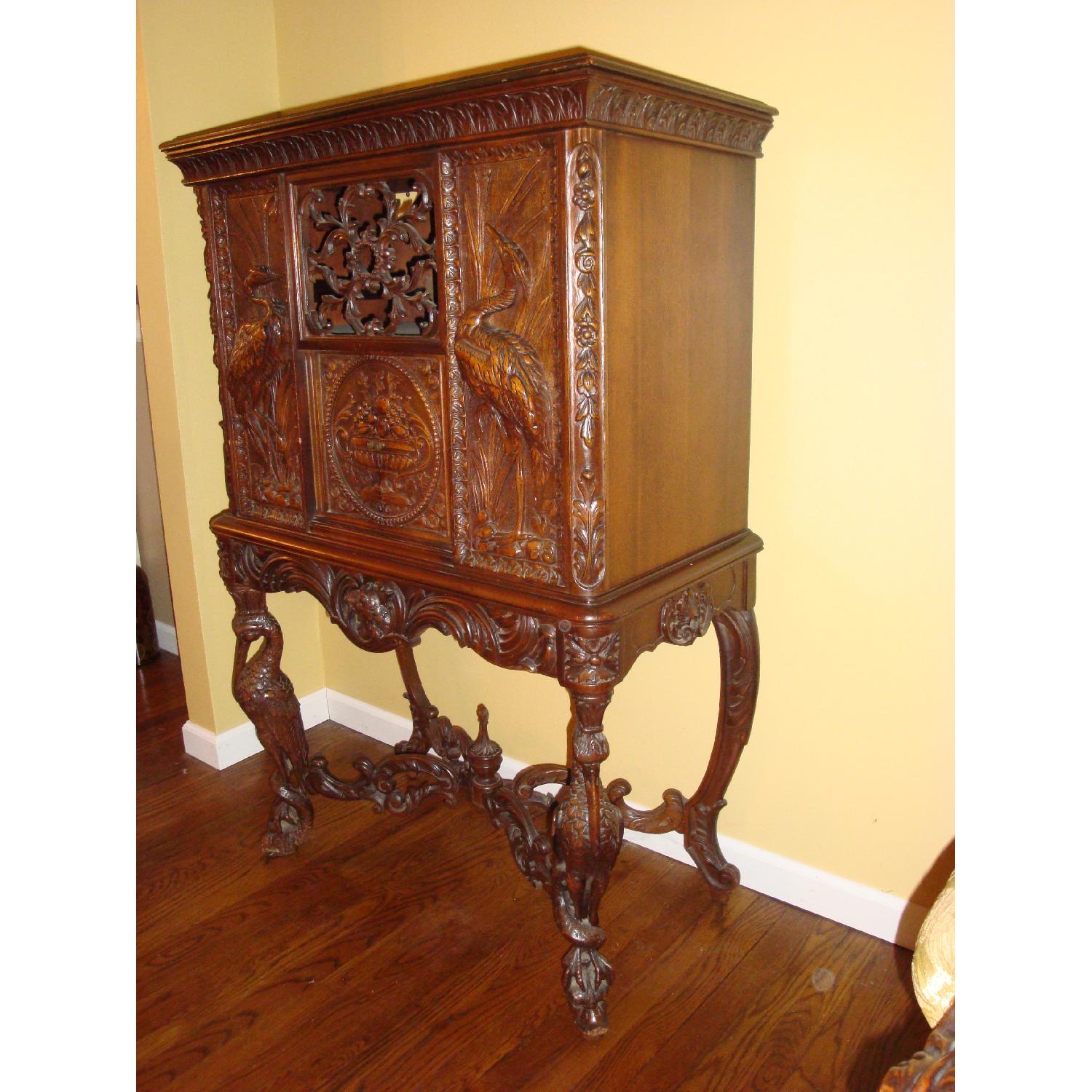 1920s Custom Antique Wooden Carved Radio Cabinet - image-2
