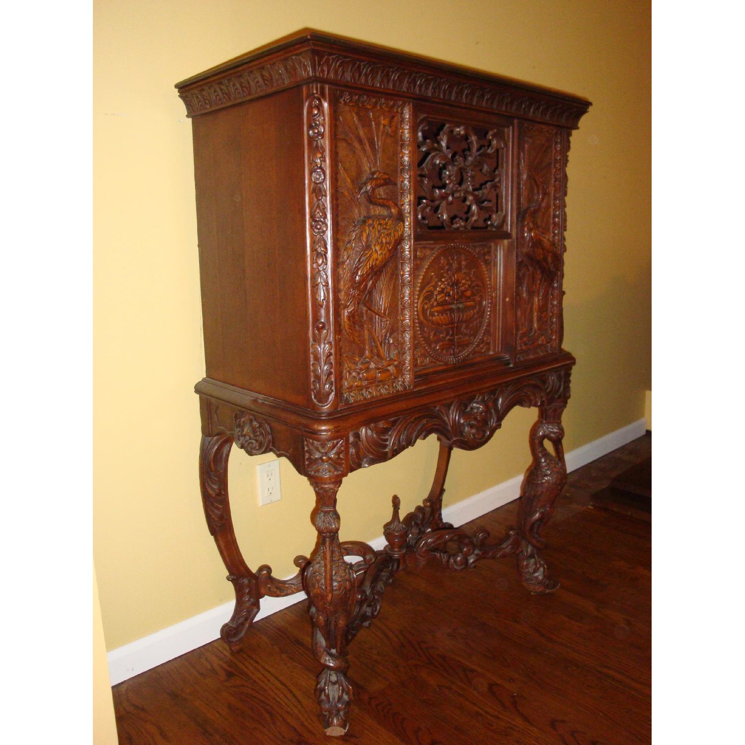 1920s Custom Antique Wooden Carved Radio Cabinet - image-3