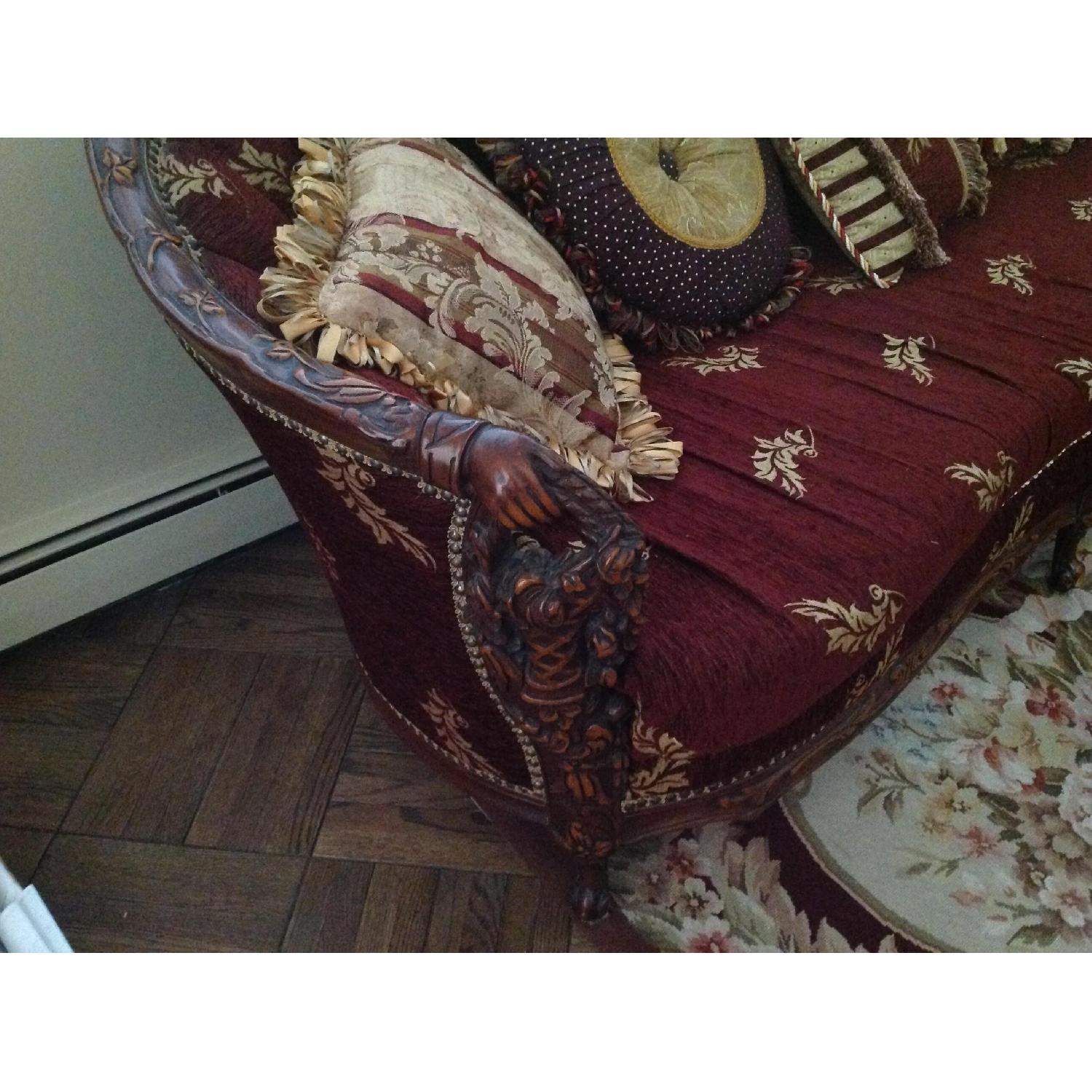 Art Deco Carved Wood Sofa + 2 Matching Chairs - image-1