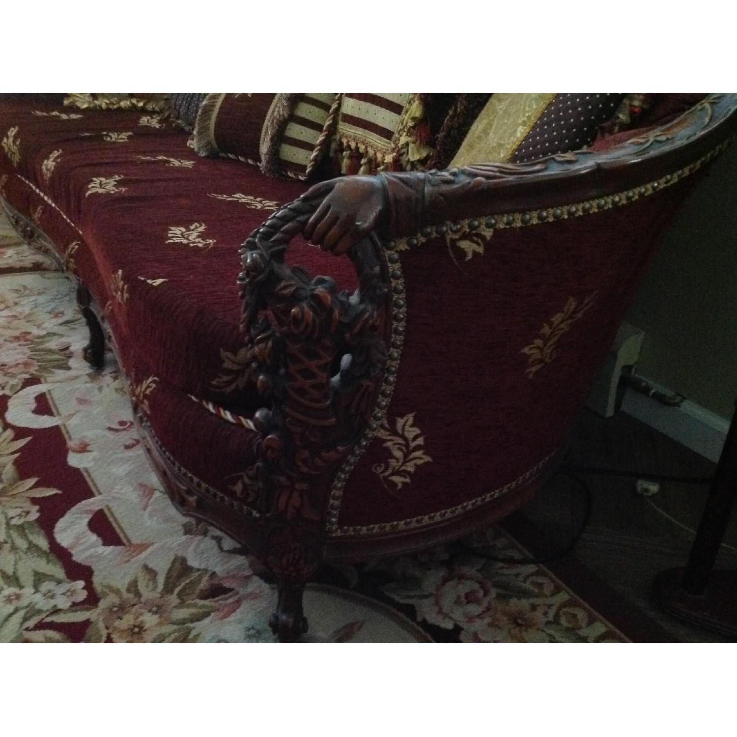 Art Deco Carved Wood Sofa + 2 Matching Chairs - image-2