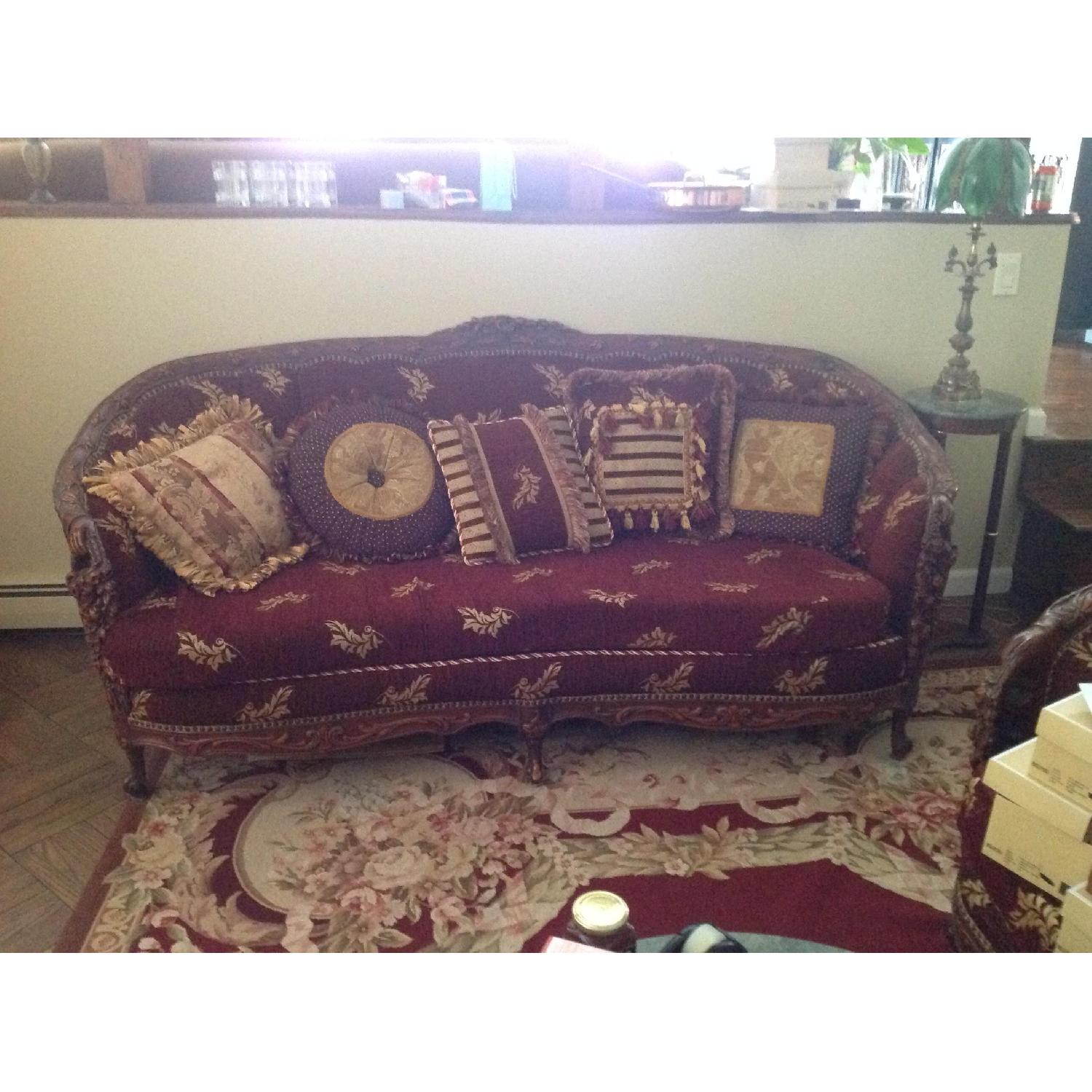 Art Deco Carved Wood Sofa + 2 Matching Chairs - image-3