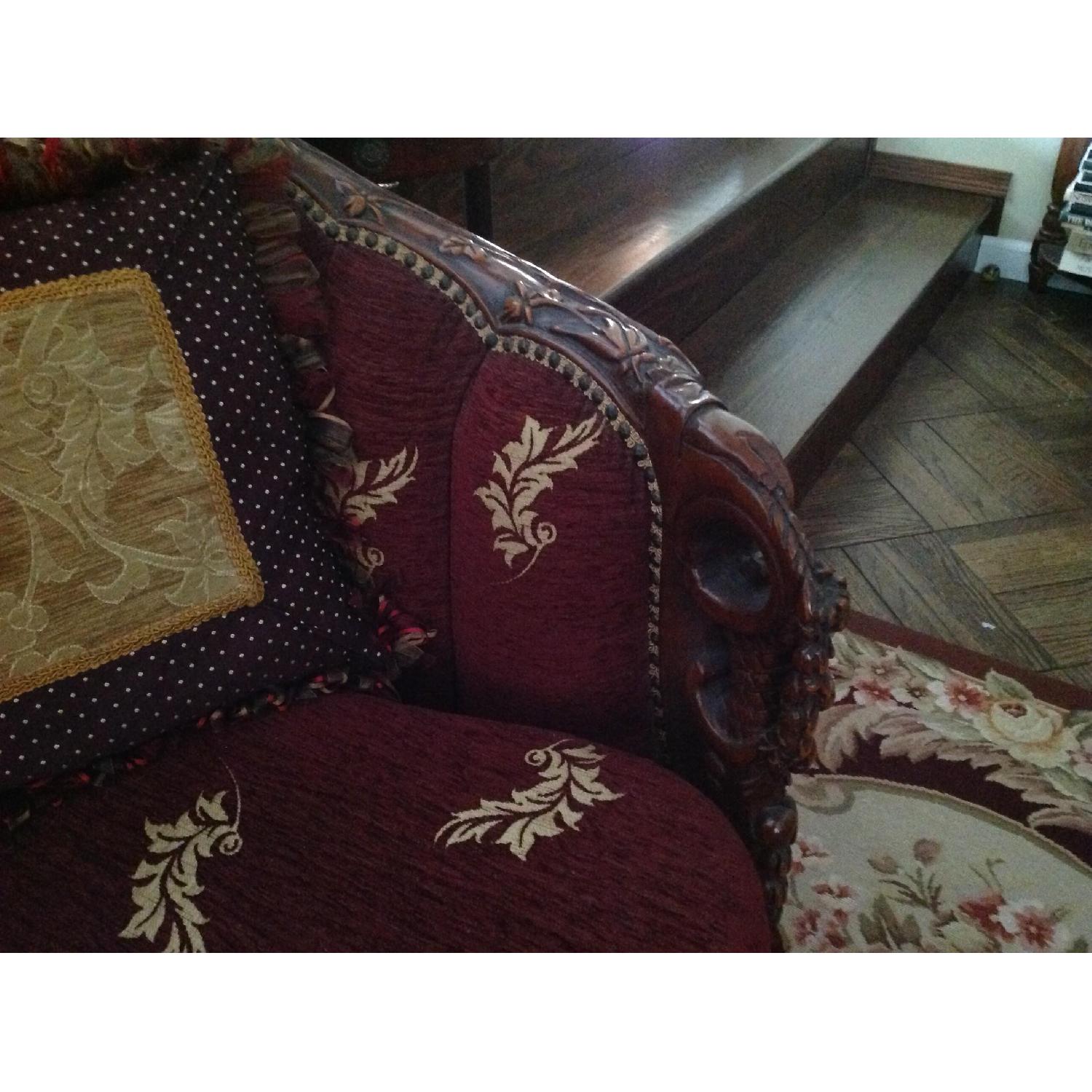 Art Deco Carved Wood Sofa + 2 Matching Chairs - image-4