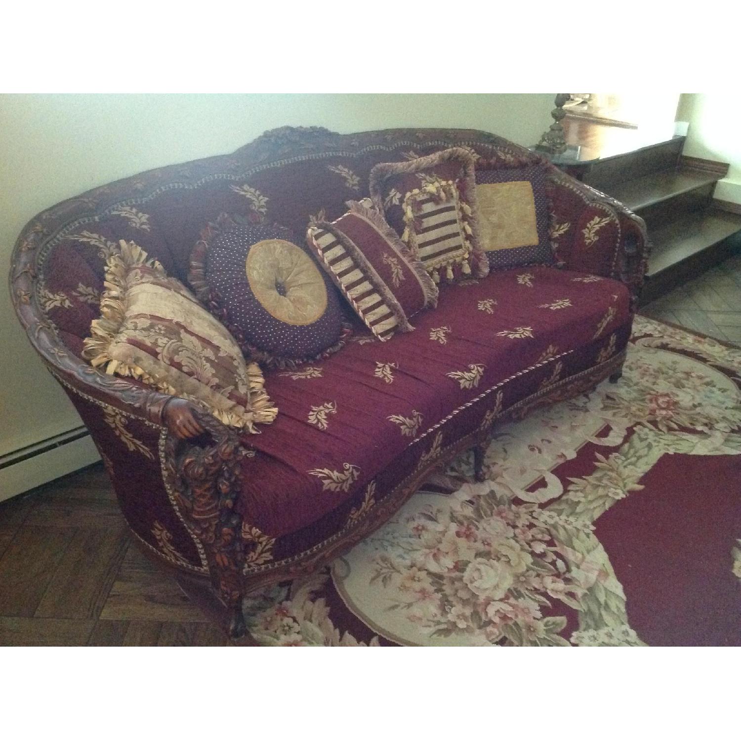 Art Deco Carved Wood Sofa + 2 Matching Chairs - image-6