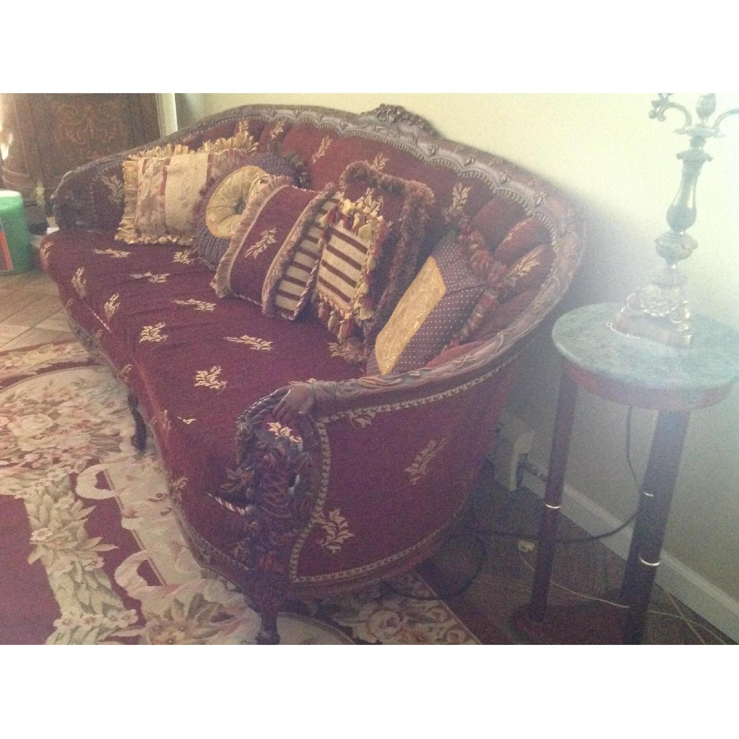 Art Deco Carved Wood Sofa + 2 Matching Chairs - image-7