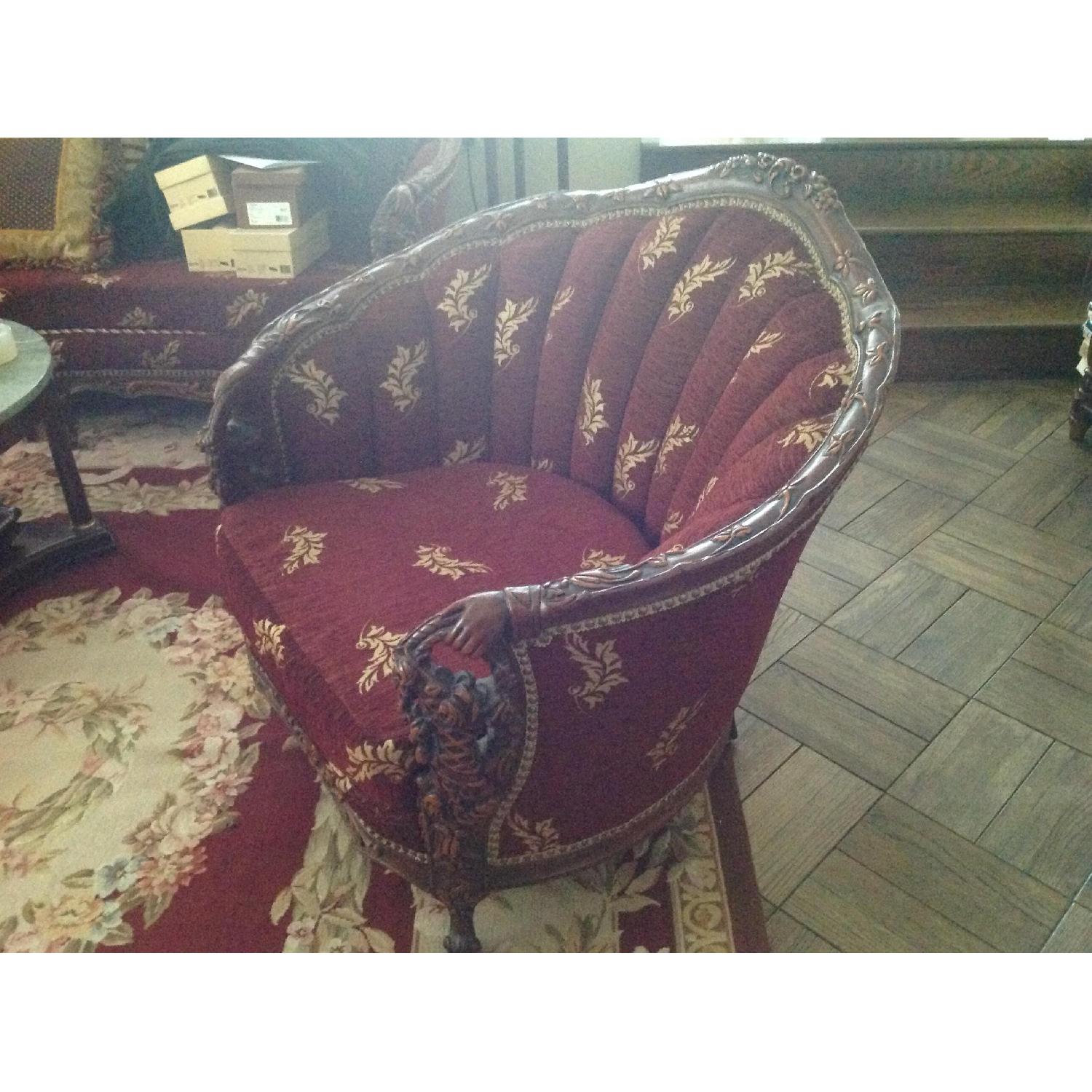 Art Deco Carved Wood Sofa + 2 Matching Chairs - image-8