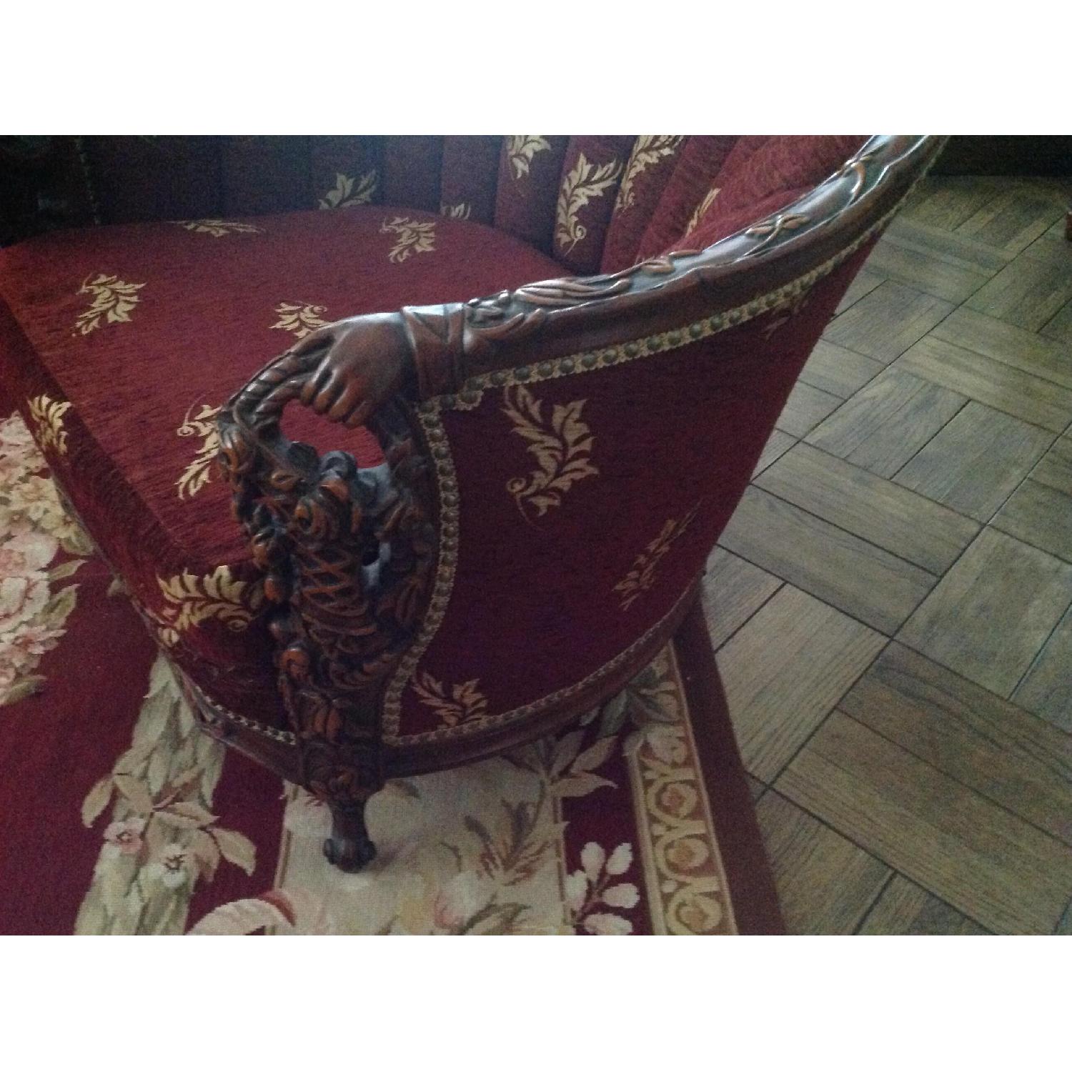 Art Deco Carved Wood Sofa + 2 Matching Chairs - image-9