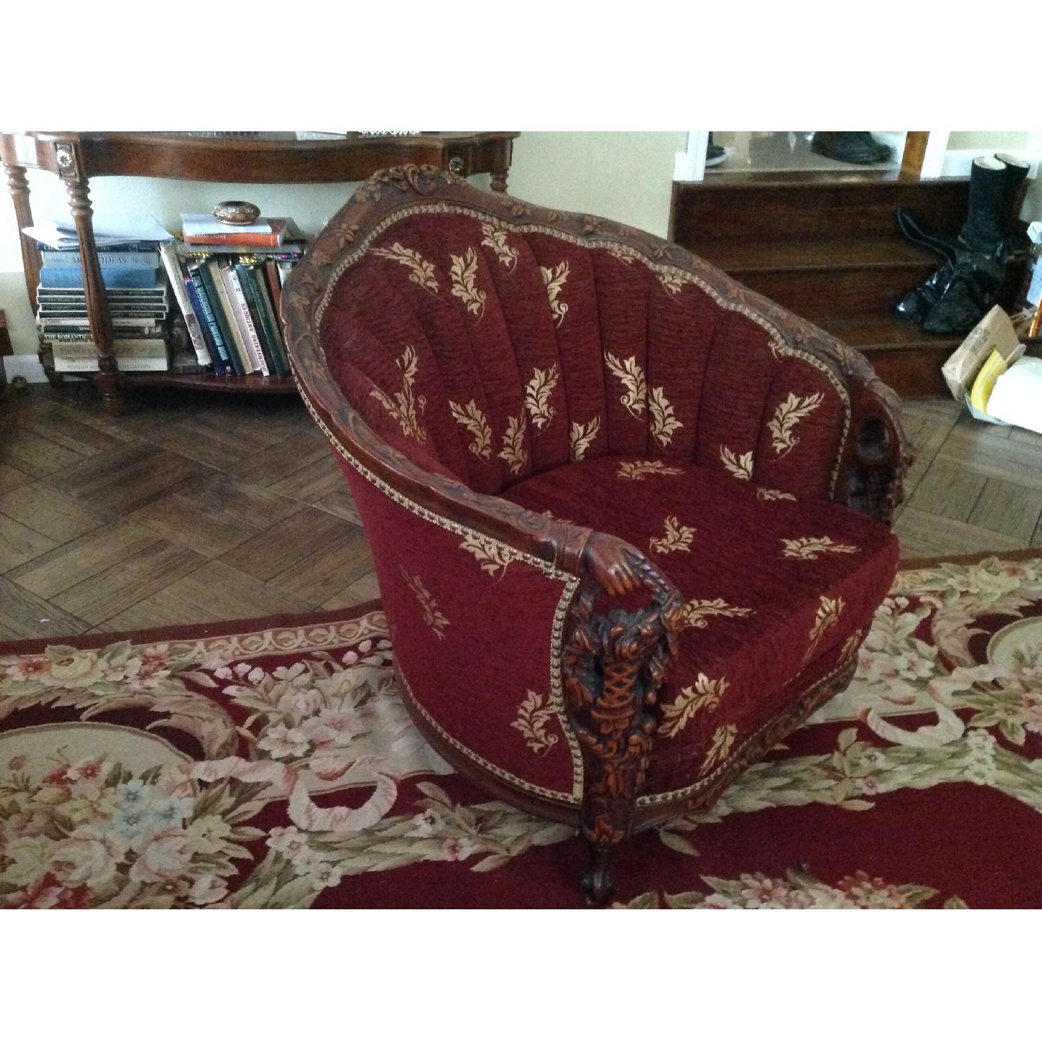 Art Deco Carved Wood Sofa + 2 Matching Chairs - image-10