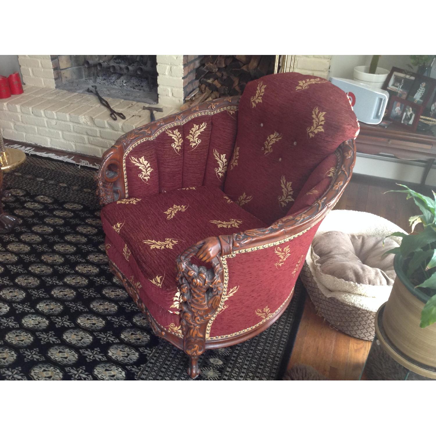 Art Deco Carved Wood Sofa + 2 Matching Chairs - image-11