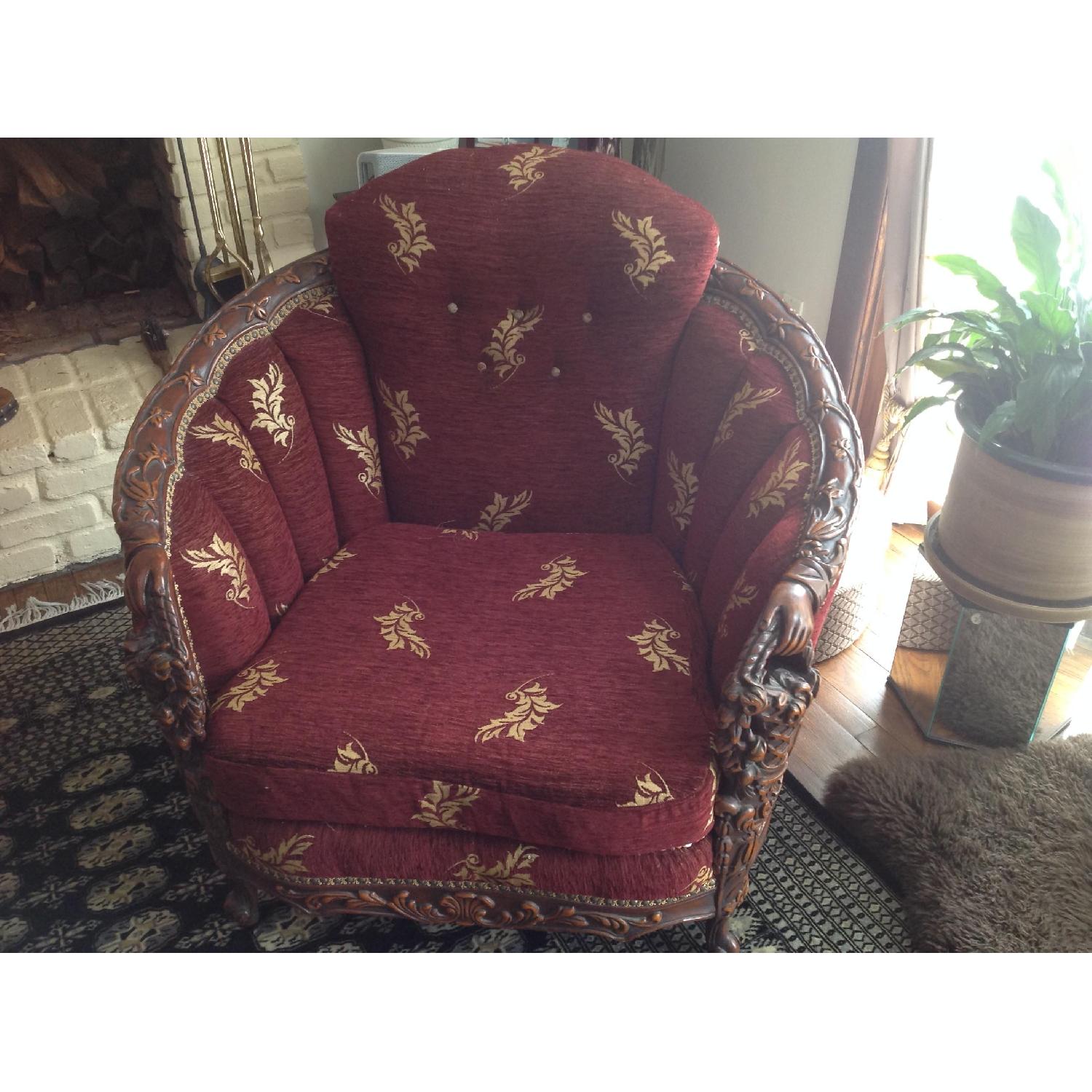 Art Deco Carved Wood Sofa + 2 Matching Chairs - image-12