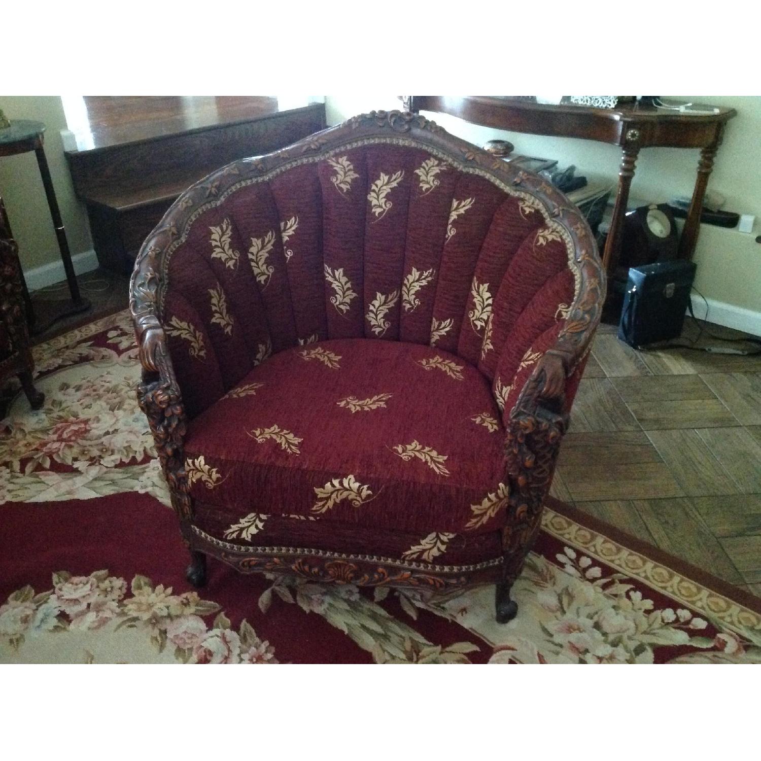 Art Deco Carved Wood Sofa + 2 Matching Chairs - image-13