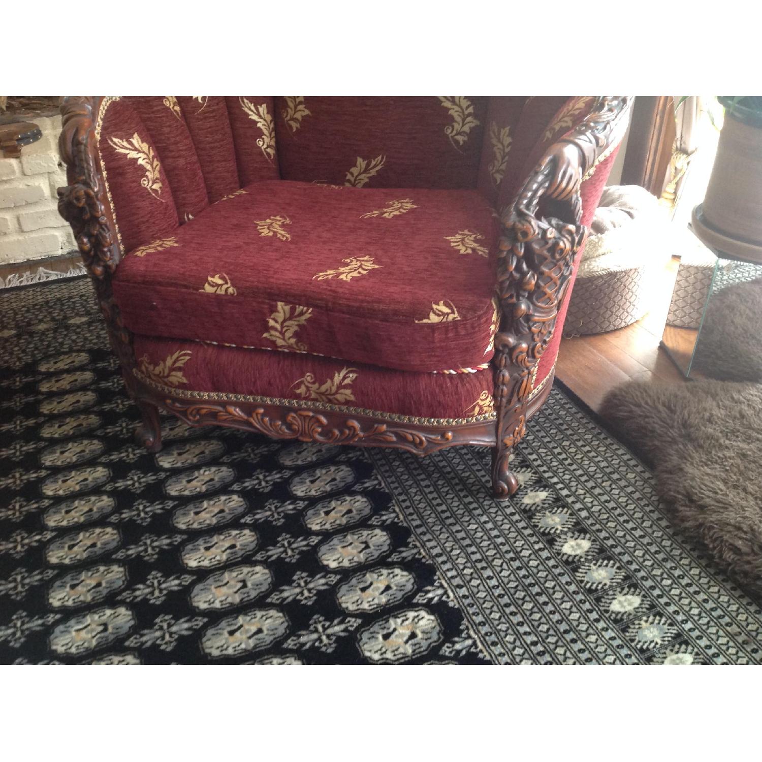 Art Deco Carved Wood Sofa + 2 Matching Chairs - image-14