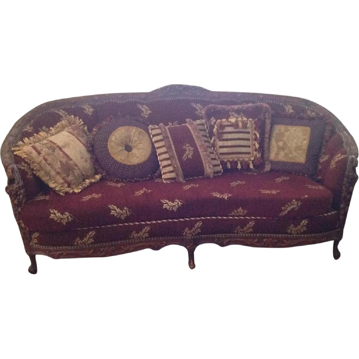 Art Deco Carved Wood Sofa + 2 Matching Chairs - image-0